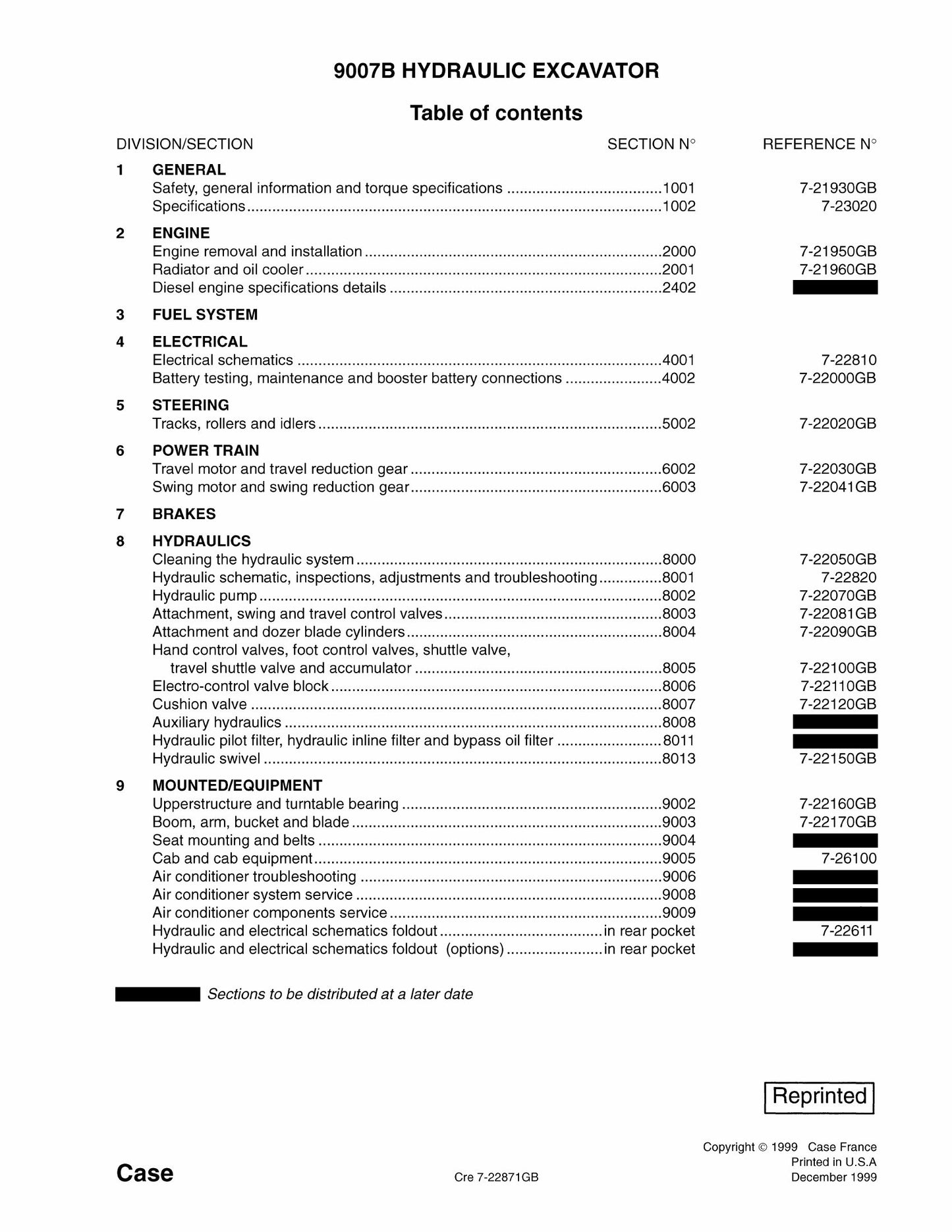 CASE 9007B Hydraulic Excavator Factory Workshop Service Manual Cre22871GB