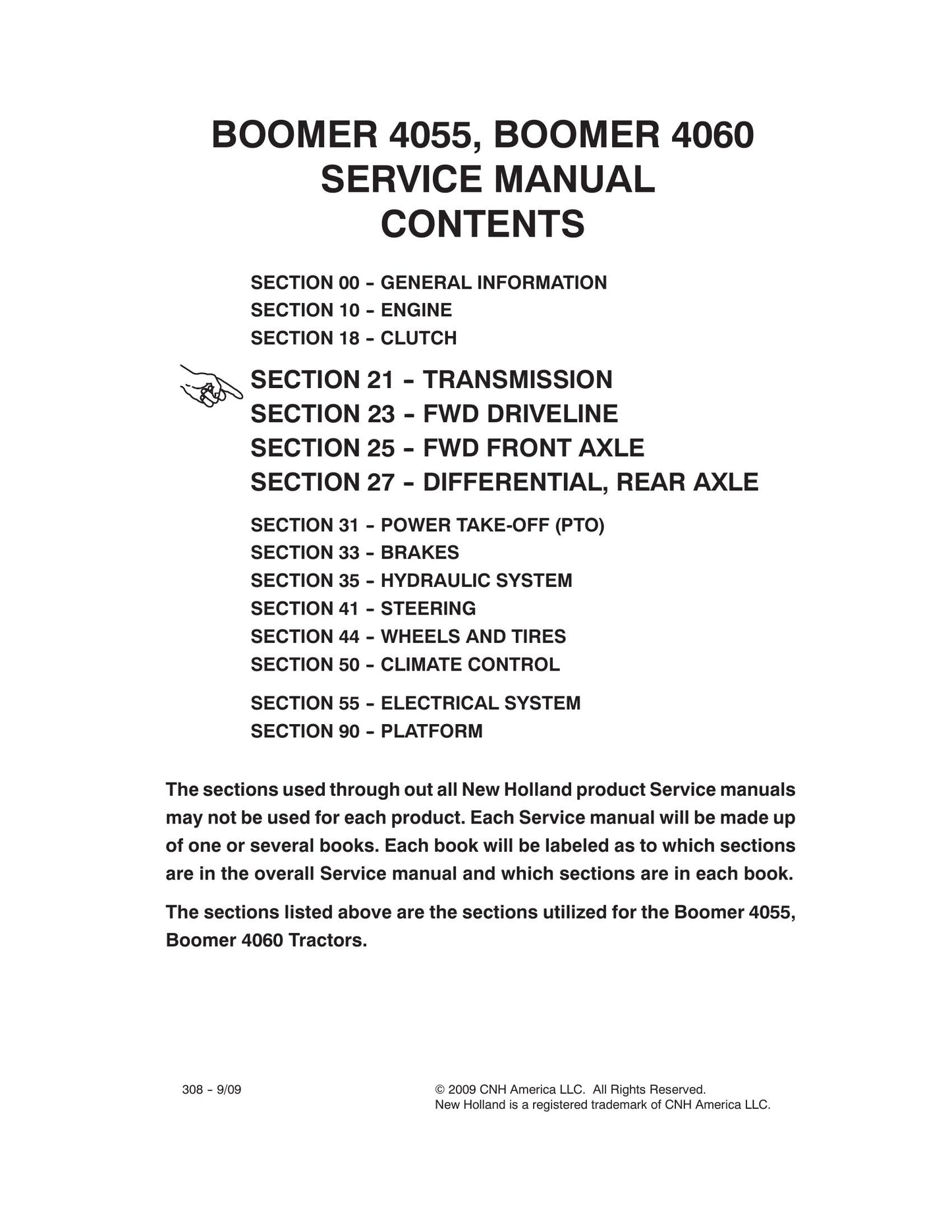 New Holland Boomer 4055 Boomer 4060 Tractor Factory Workshop Service Manual