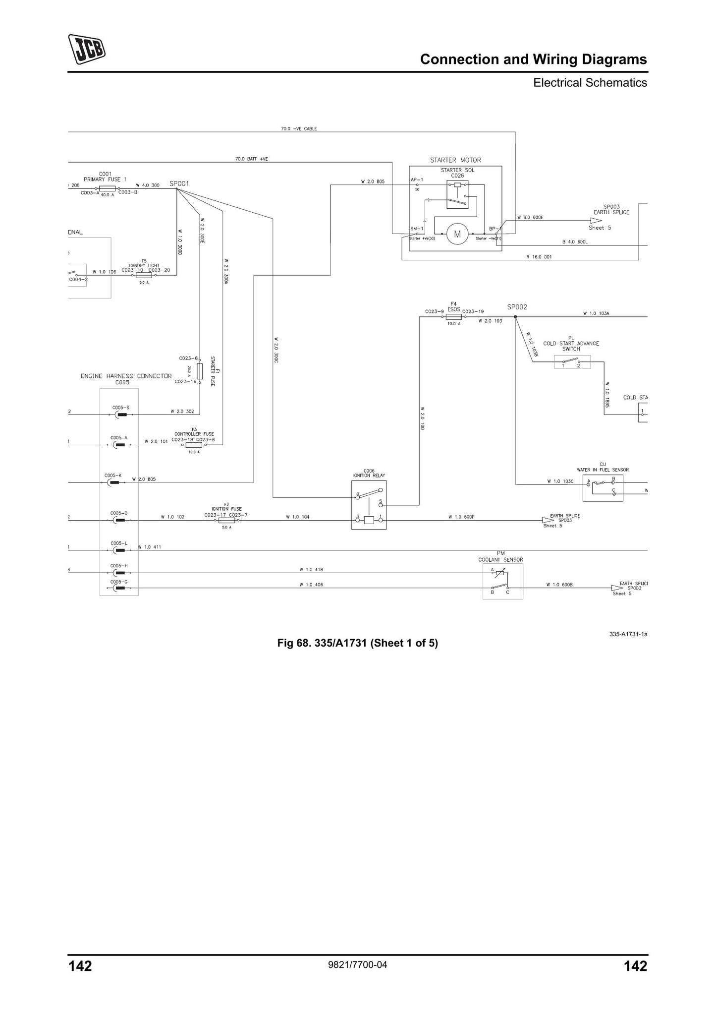 JCB 335/A1731 Electrical Schematics 7700-04335