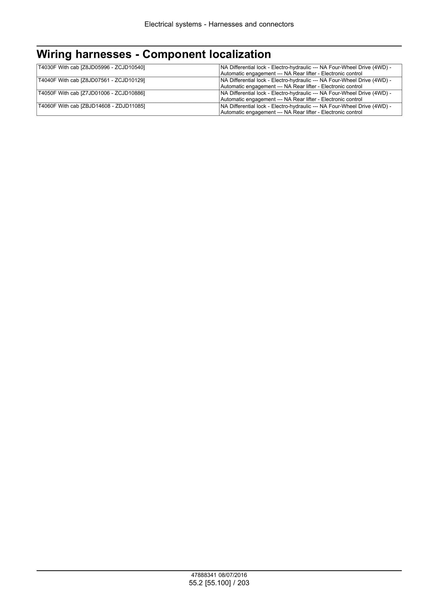 New Holland T4030F T4040F T4050F T4060F Tractor Factory Workshop Service Manual 48038056