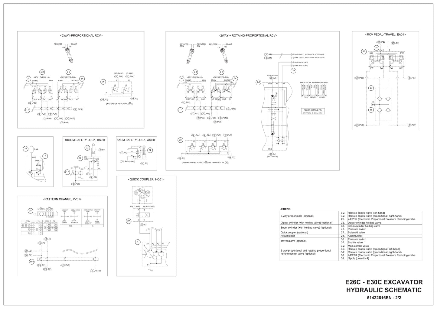 CASE E26C E30C Crawler Excavator Hydraulic Schematic 5142281EN-1/2