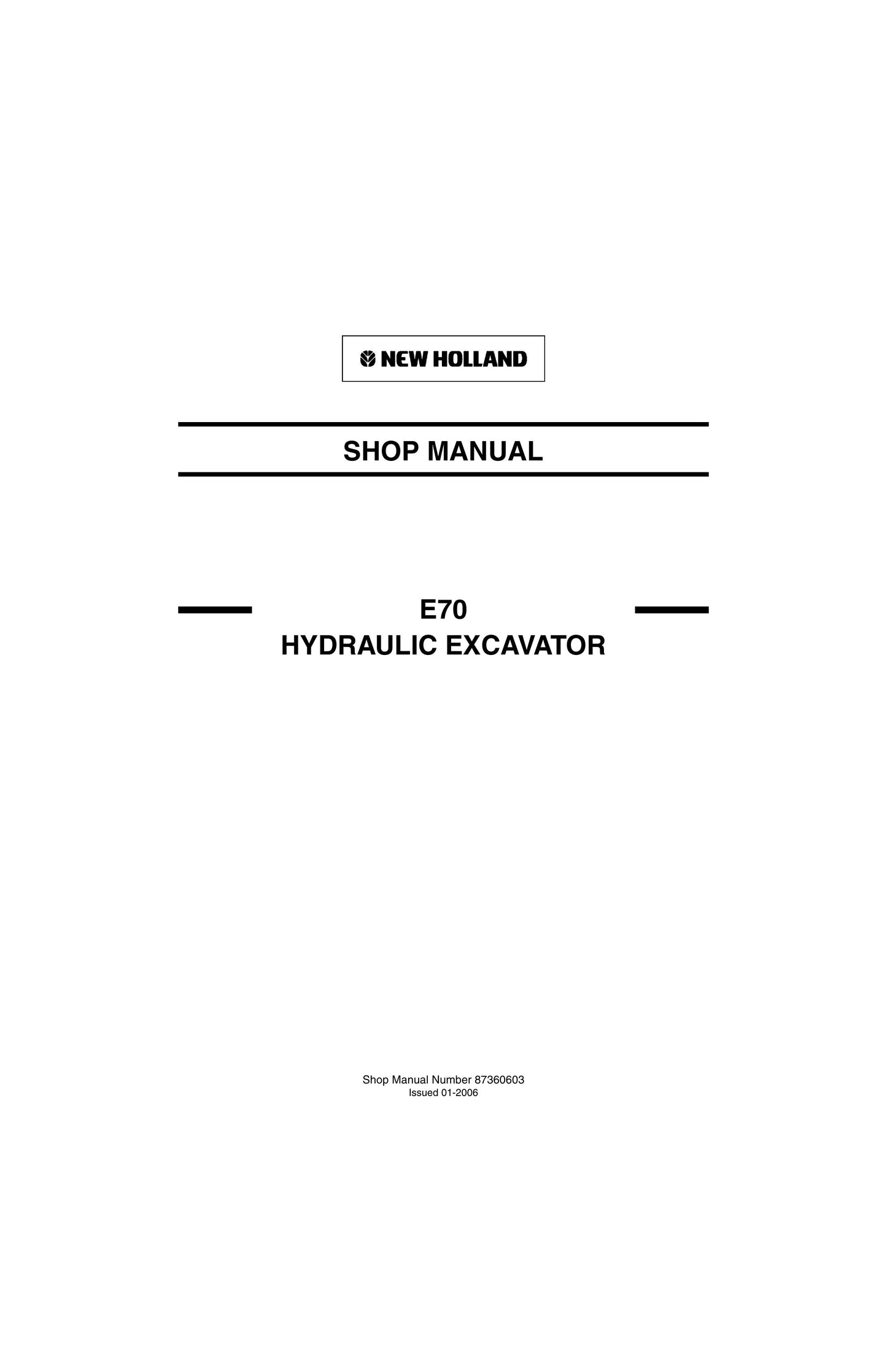 New Holland E70 Crawler Excavator Factory Workshop Shop Manual 87360603