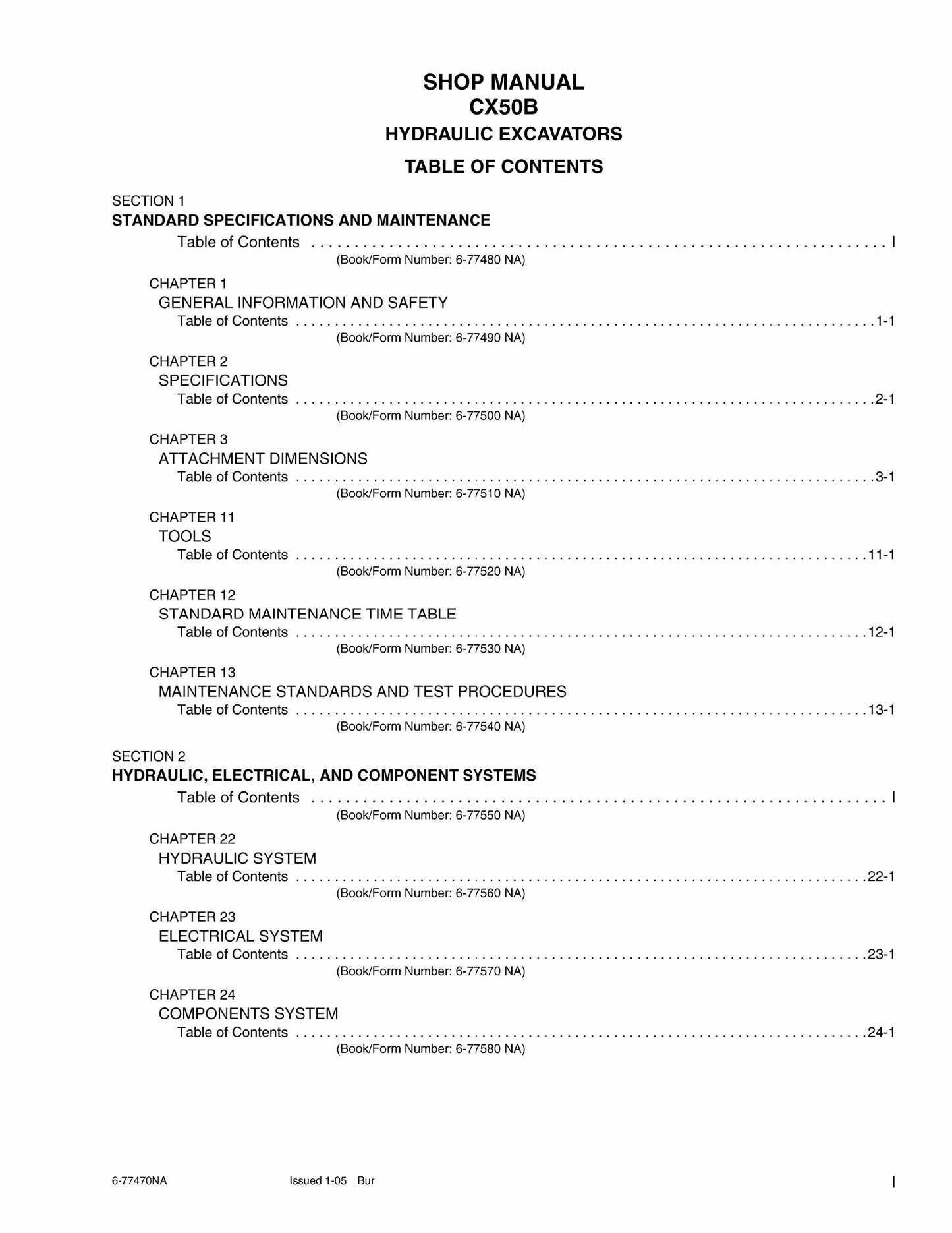 CASE CX50B Crawler Excavator Factory Workshop Service Manual 6-77460NA