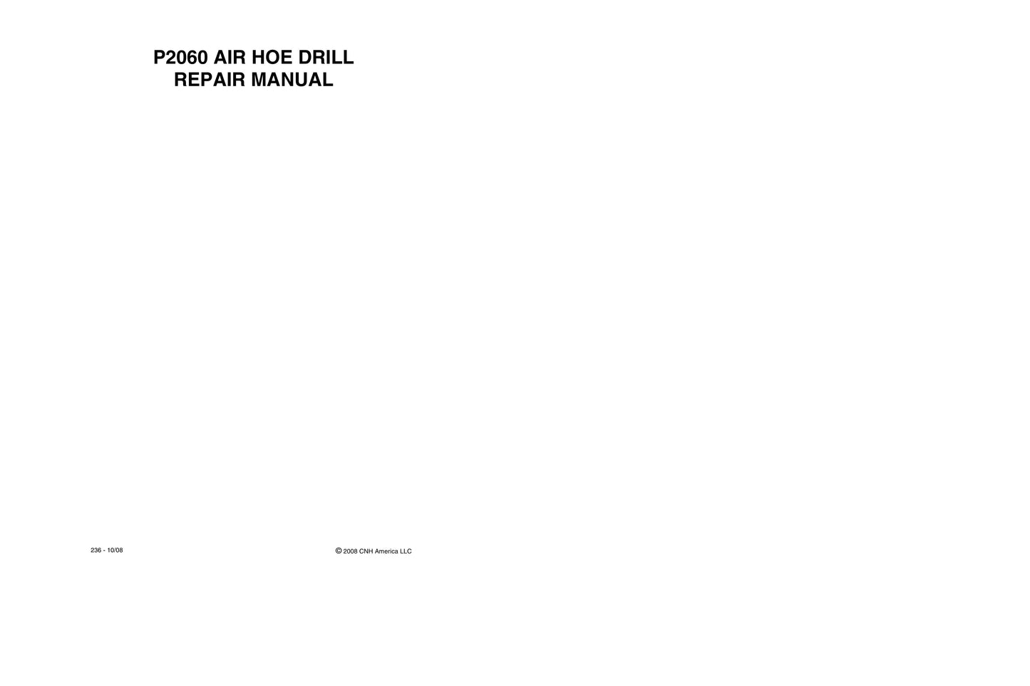 New Holland P2060 Air Hoe Drill Factory Workshop Repair Manual 87478755