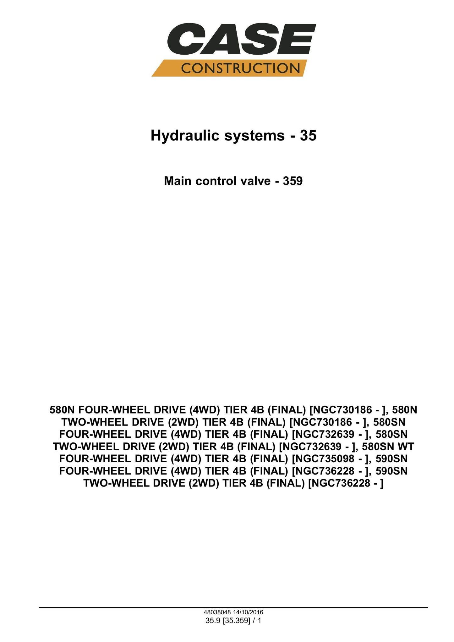 CASE 580N 580SN 580SN WT 590SN Tractor Loader Backhoe Factory Workshop Service Manual 4808048