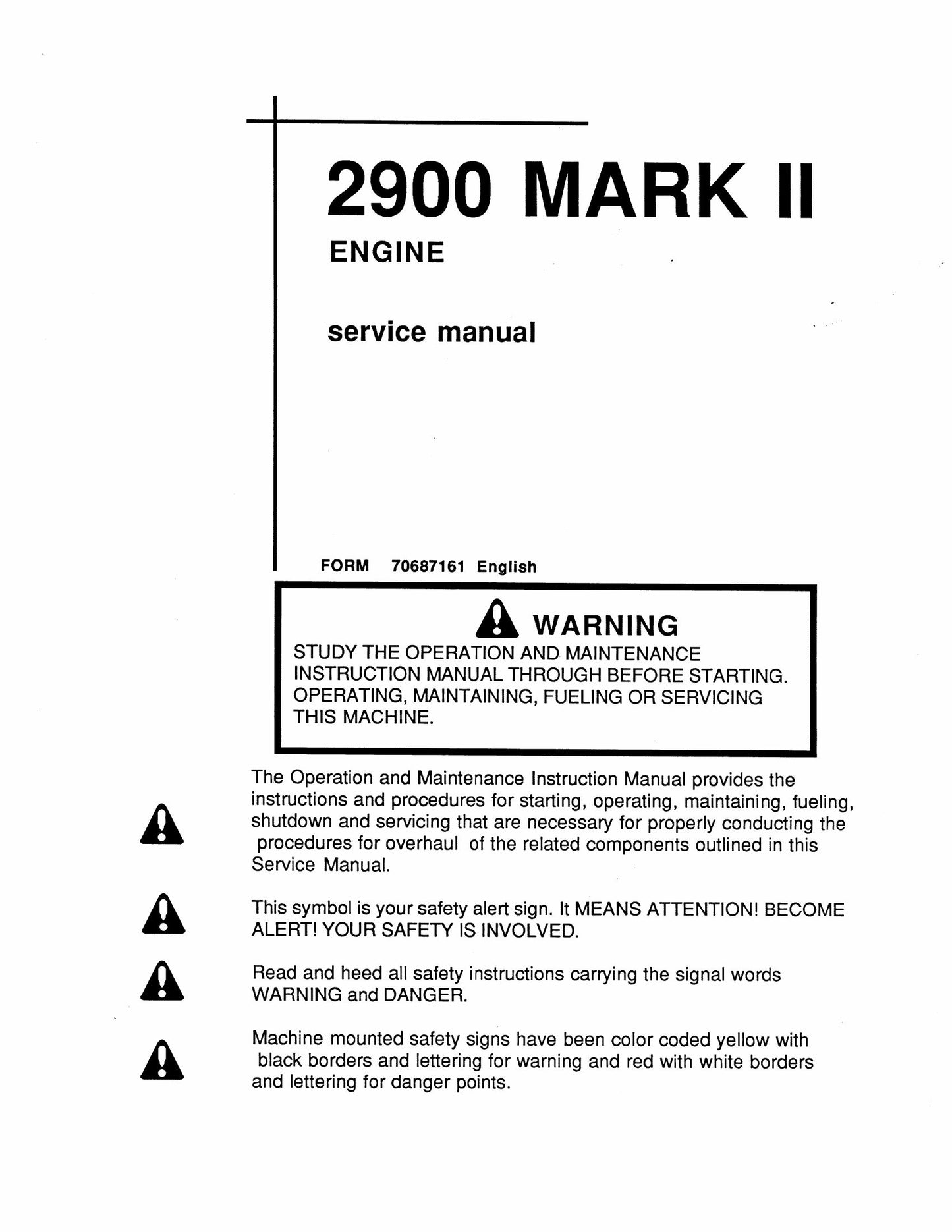 FIATALLIS 2900 MARK II Engine Factory Workshop Service Manual 70687161