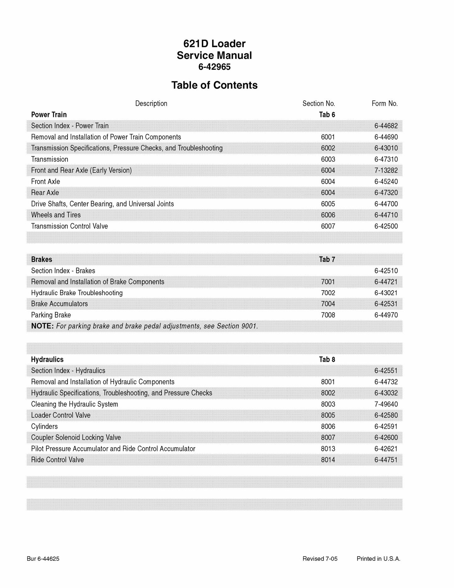 CASE 621D Wheel Loader Factory Workshop Service Manual 6-42965