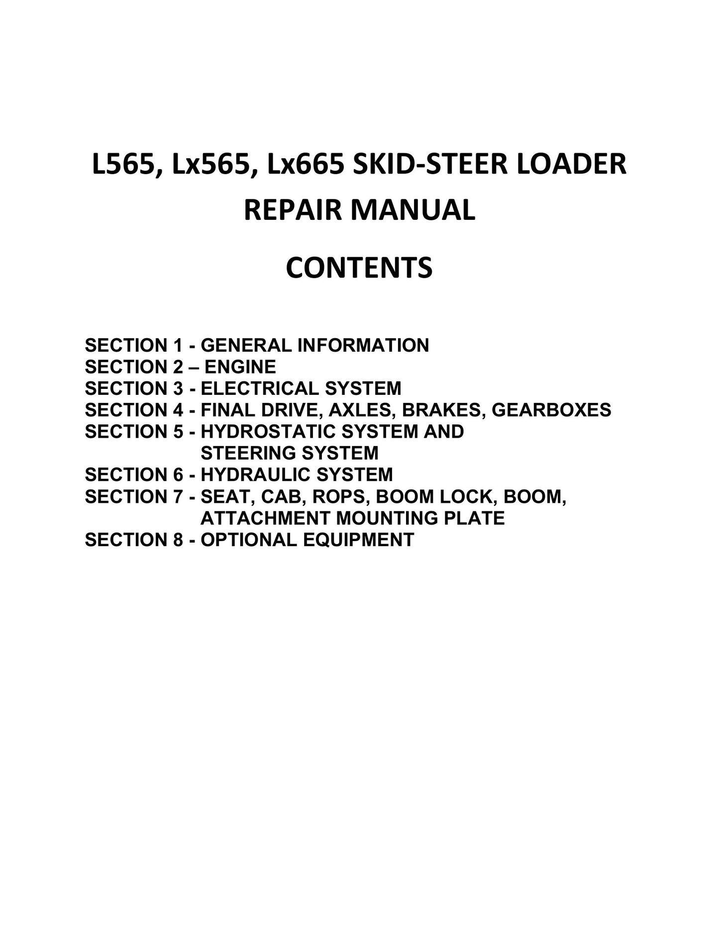 New Holland L565 LX565 LX665 Skid Steer Loader Factory Workshop Repair Manual