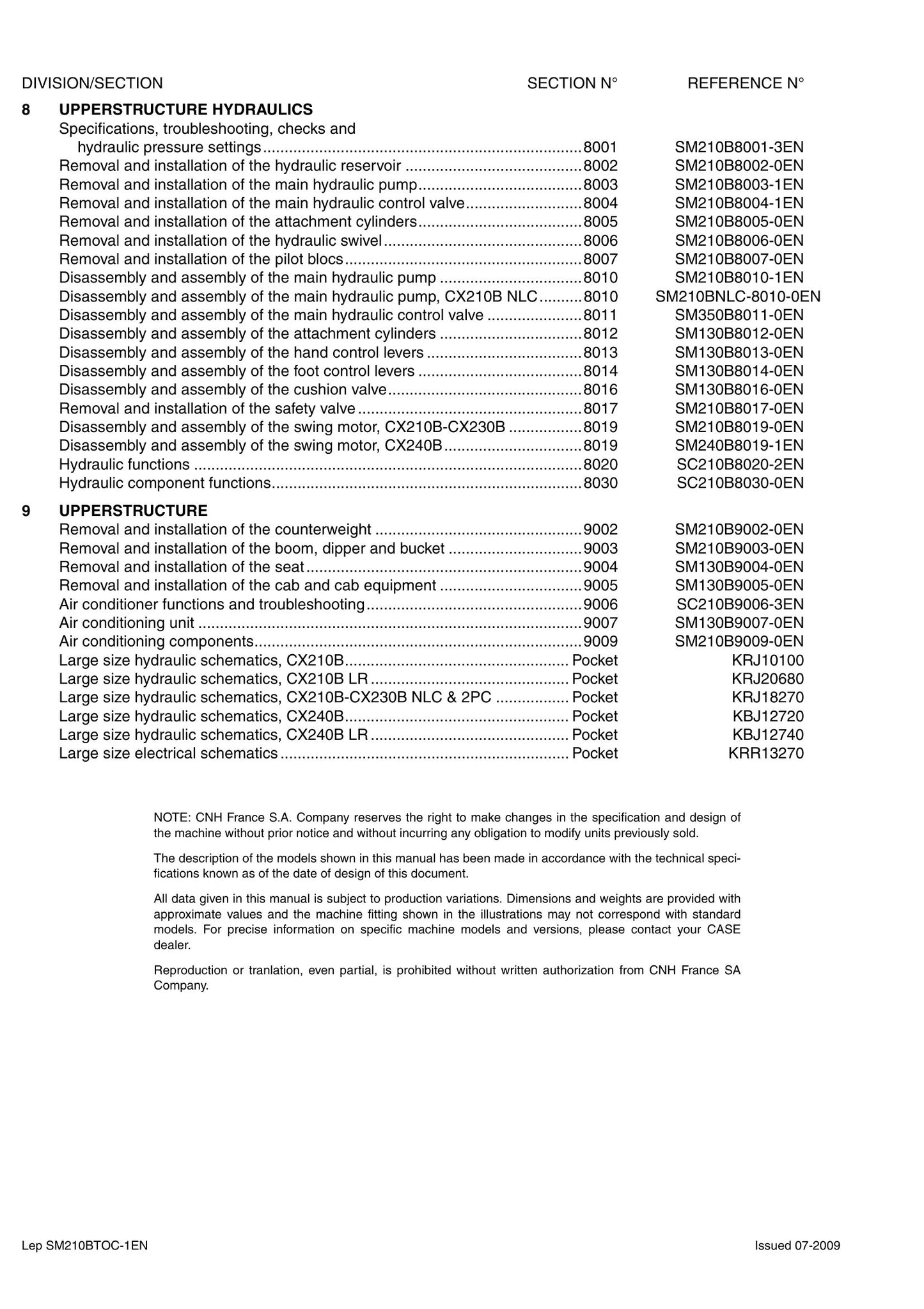CASE CX210B CX230B CX240B Crawler Excavator Factory Workshop Service Manual