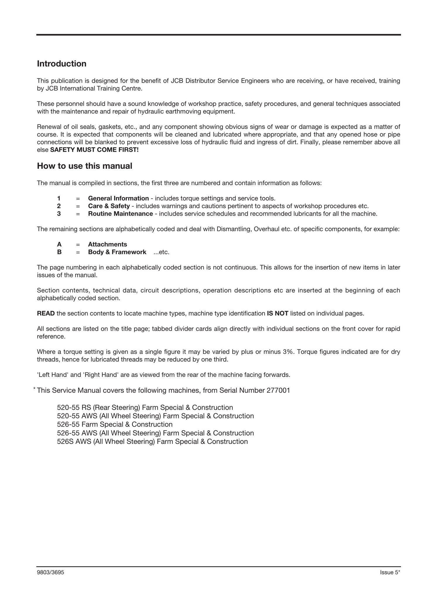 JCB 520-55 526-55 526S Loadall Factory Workshop Service Manual 9803/3610