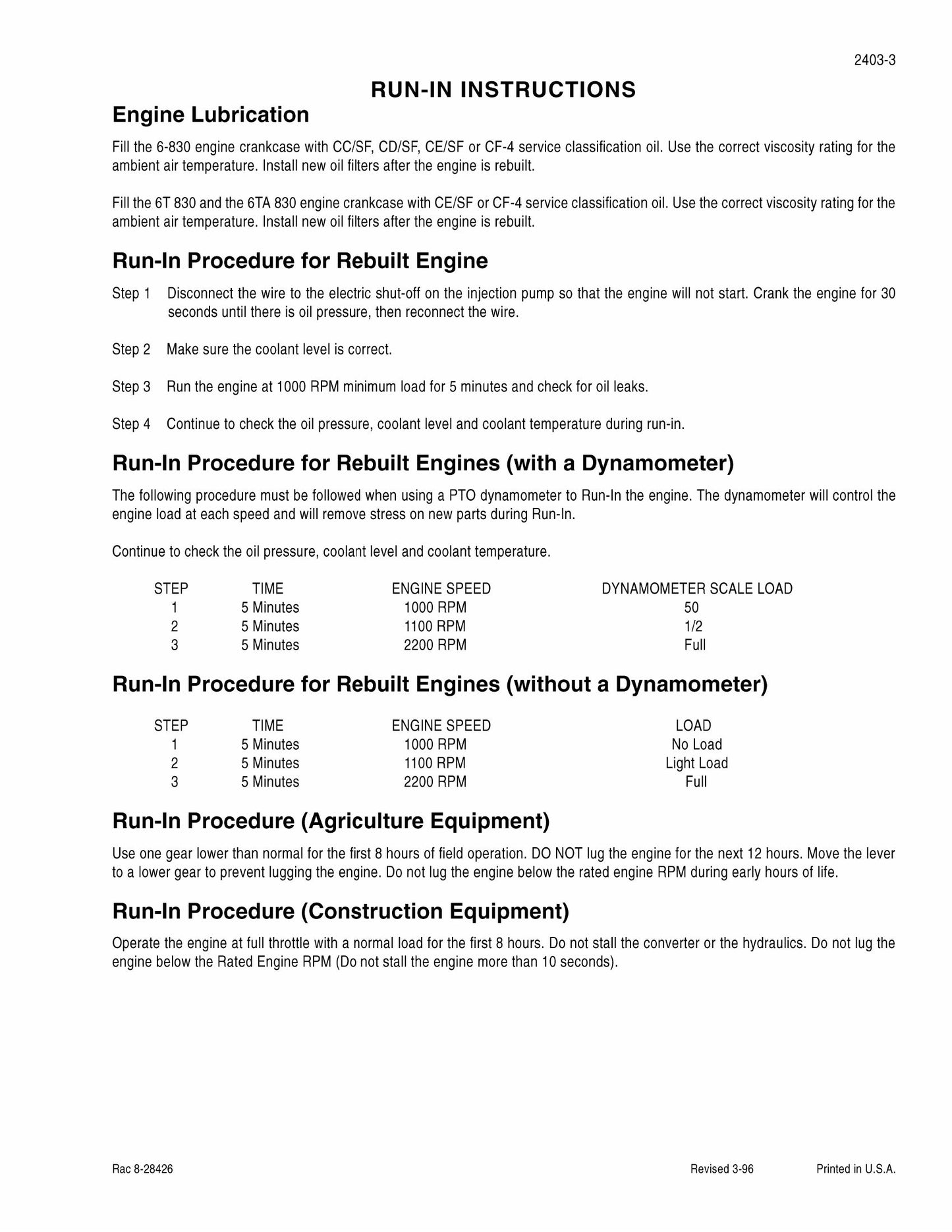 CASE 6T-830 6TA-830 Engine Factory Workshop Service Manual 7-65441