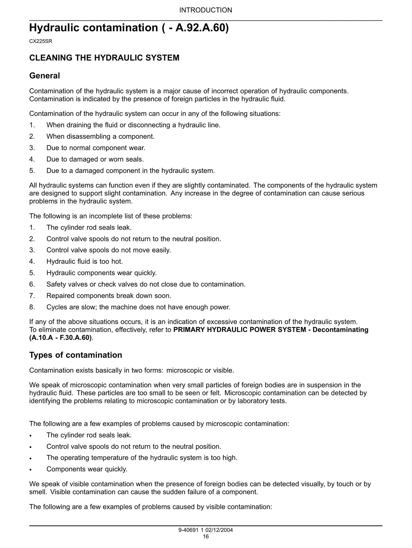 CASE CX225SR DC22U0208 DC22U0207 Crawler Excavator Factory Workshop Service Manual 9-40691EN