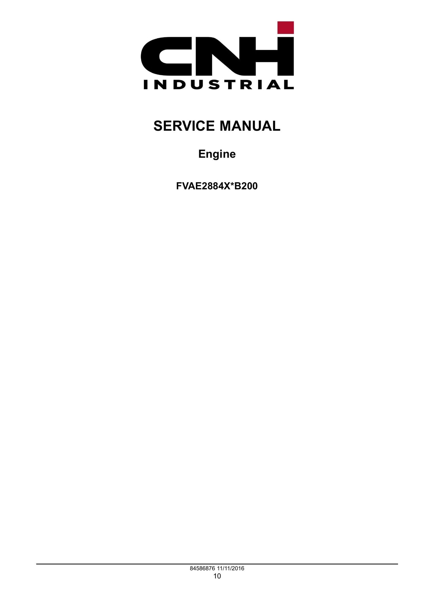 CNH Industrial Vector Tier 2 and Stage II Engine Factory Workshop Service Manual 84586876