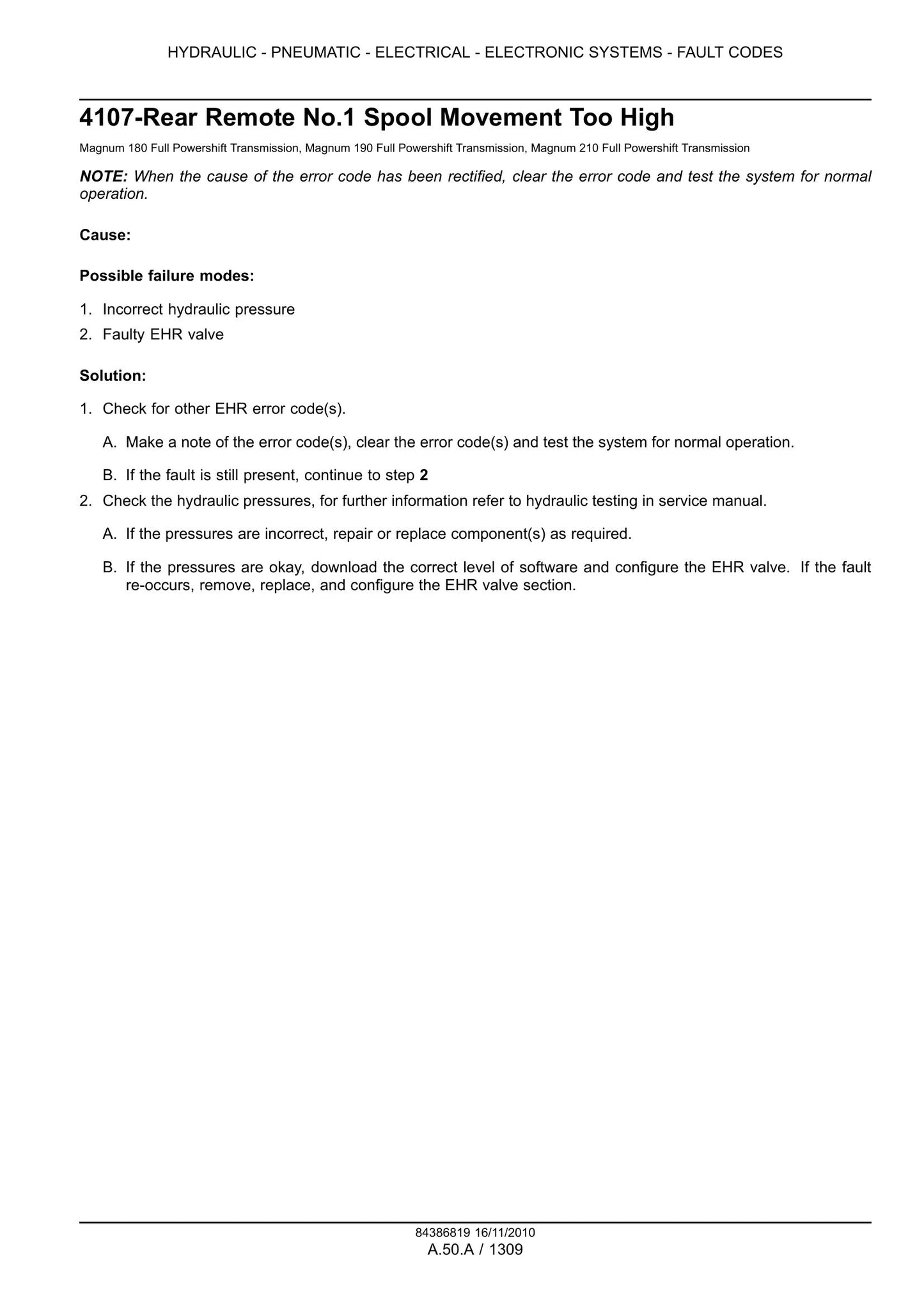 CASE MAGNUM 180 MAGNUM 190 MAGNUM 210 Tractor Factory Workshop Service Manual 84399414
