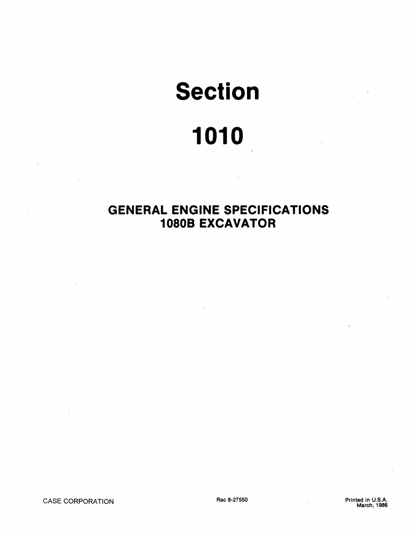 CASE 1080 1080B Excavator Factory Workshop Service Manual 8-42681