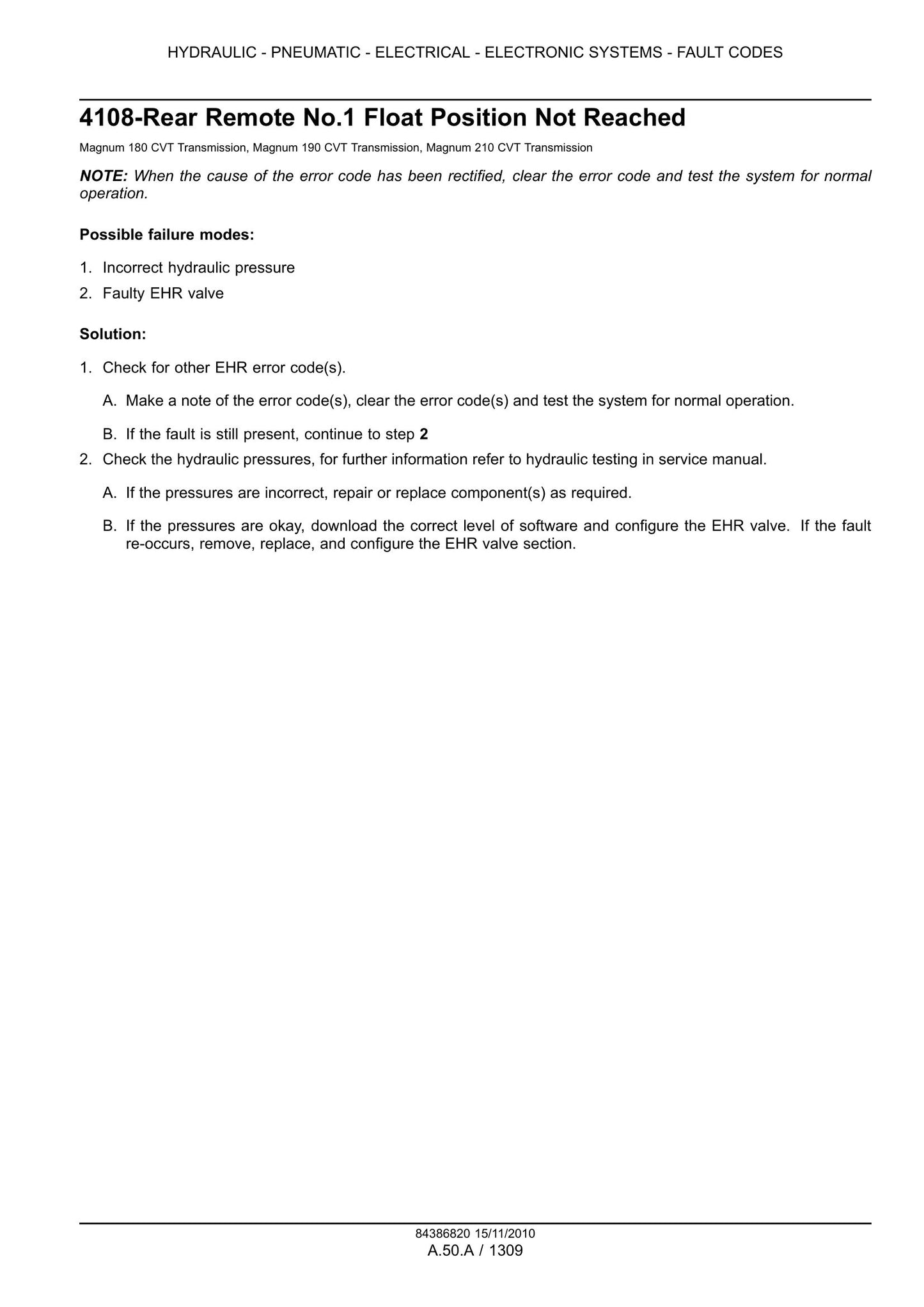 CASE MAGNUM 180 MAGNUM 190 MAGNUM 210 MAGNUM 225 Tractor Factory Workshop Service Manual 84386820