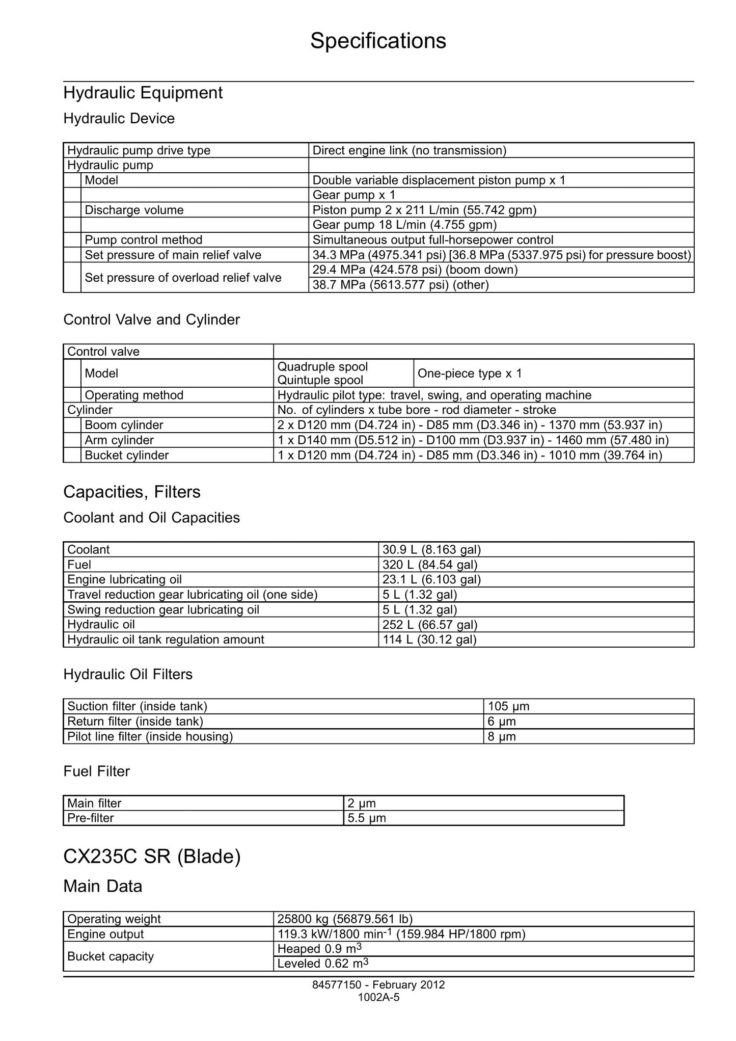 CASE CX235C SR Crawler Excavator Factory Workshop Service Manual 84577150