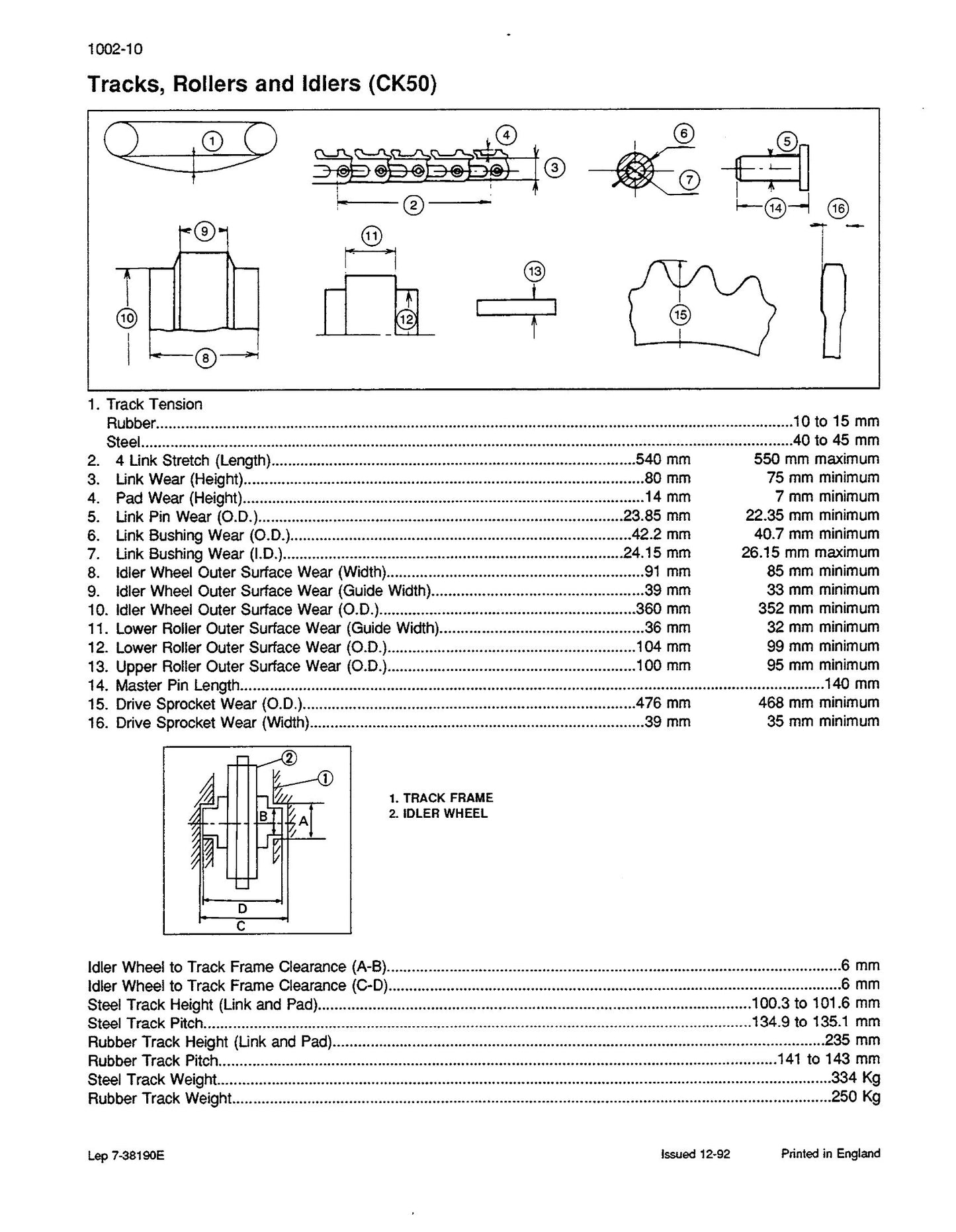 CASE CK36 CK50 Crawler Excavator Factory Workshop Service Manual 7-38181GB
