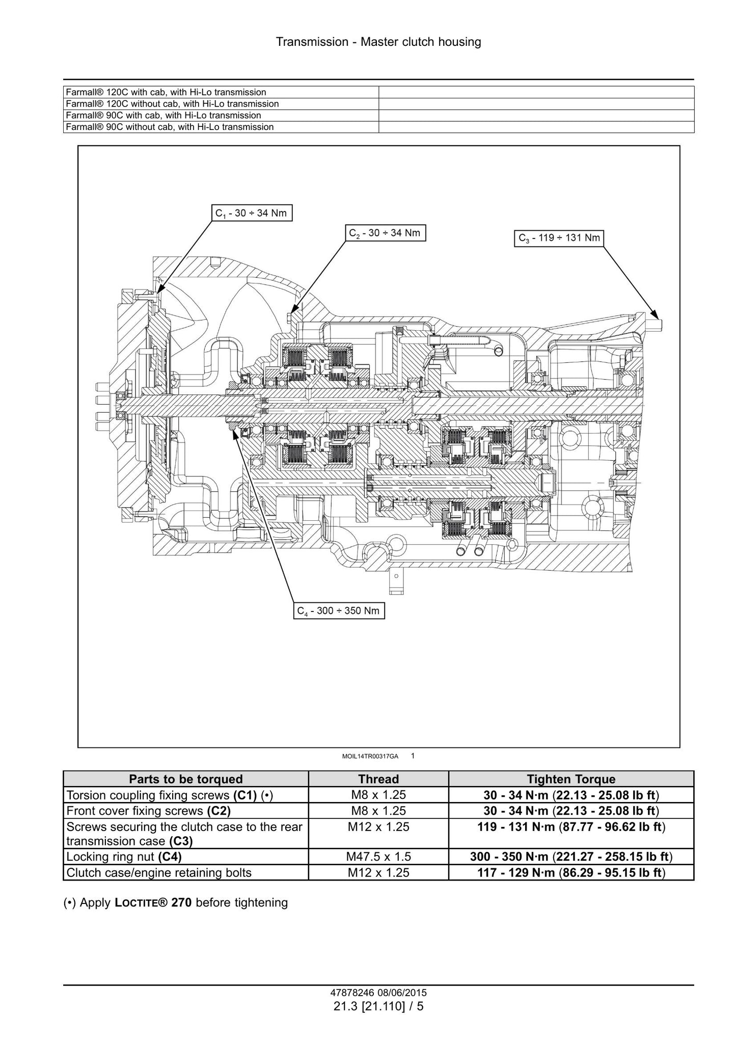 CASE Farmall 90C Farmall 100C Farmall 110C Farmall 120C Tractor Factory Workshop Service Manual 47899706
