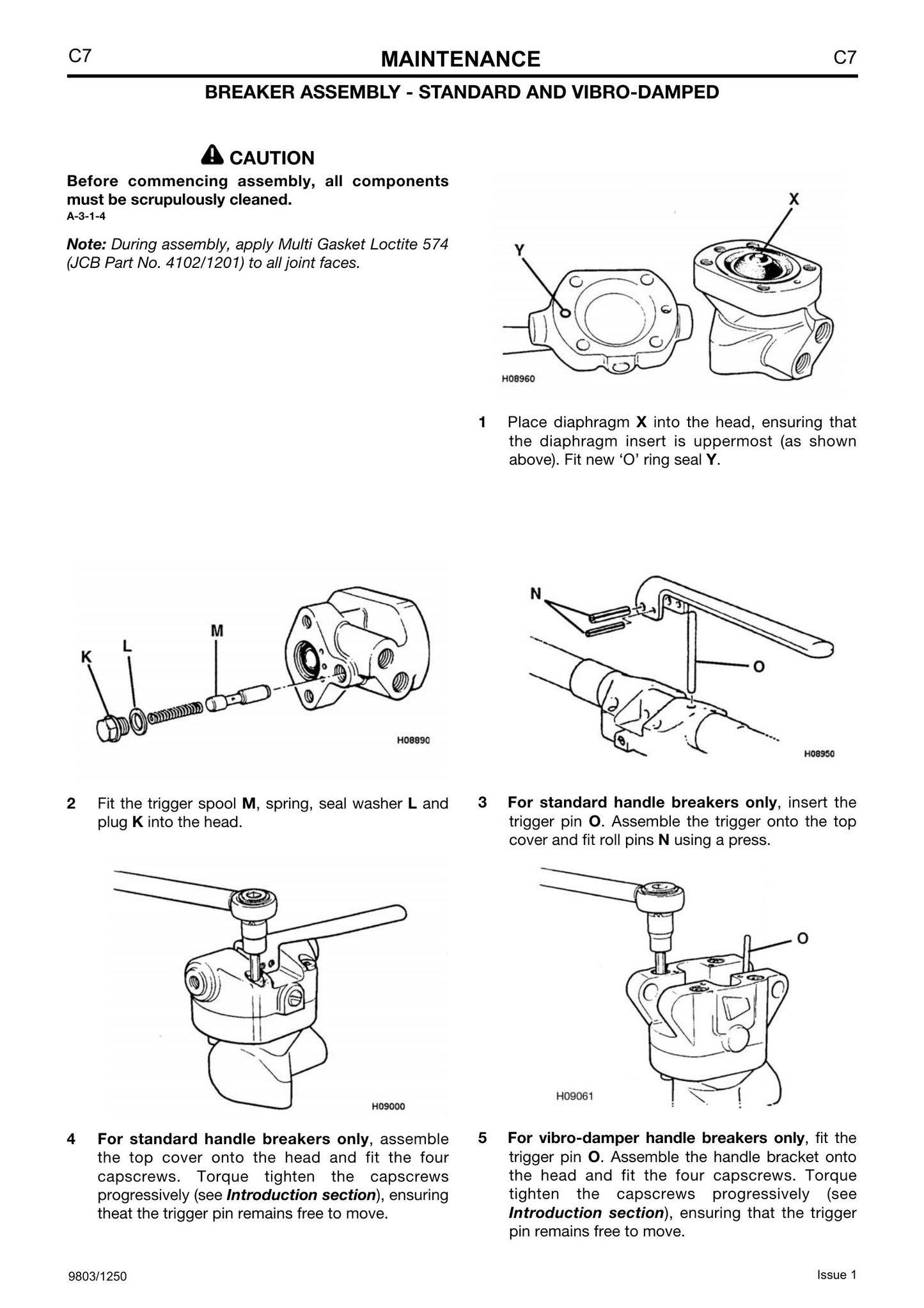 JCB HM22 HM25 HM29 HM26 Hydraulic Breaker Factory Workshop Service Manual 9803/1250
