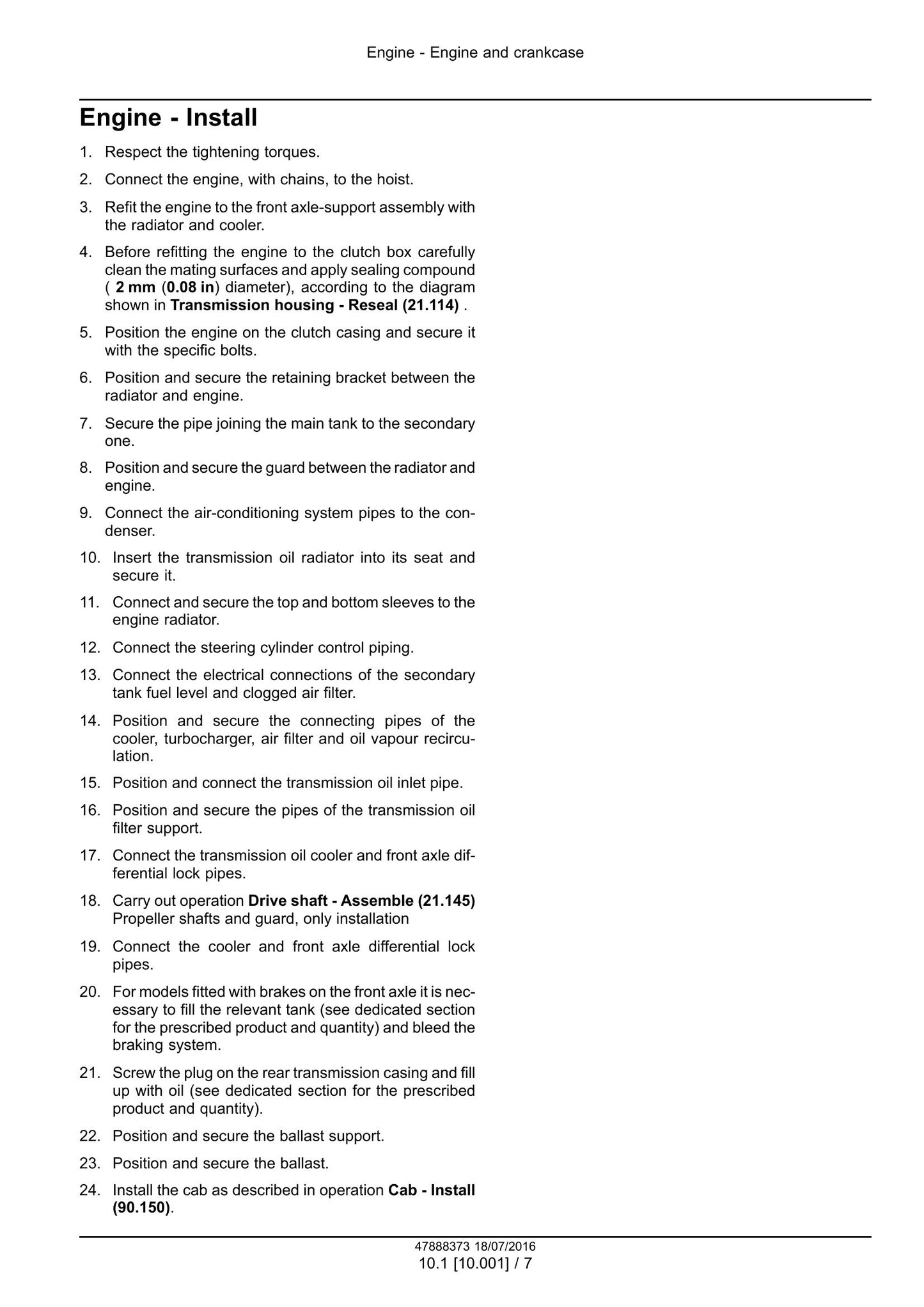 New Holland T4.75N T4.85N T4.95N T4.105N T4.65V T4.75V T4.85V T4.95V T4.105V Tractor Factory Workshop Service Manual 47888373