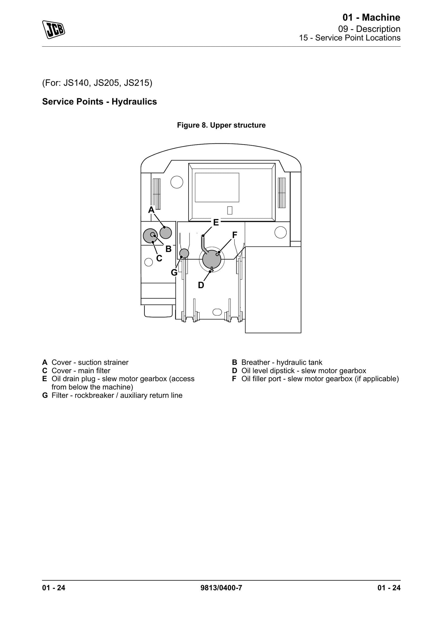 JCB JS140 JS200 JS205 JS215 Crawler Excavator Factory Workshop Service Manual 9813/0400