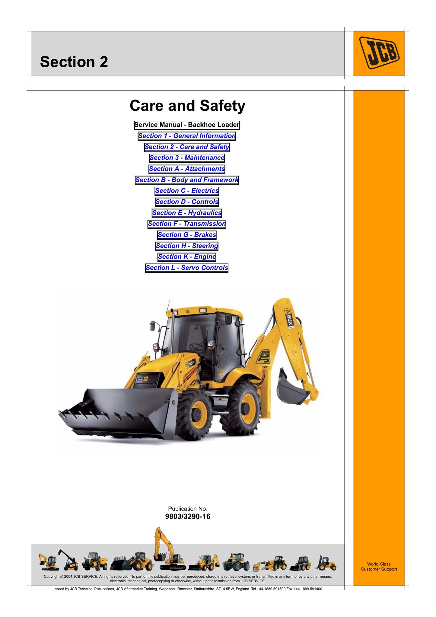 JCB 3CX 4CX Backhoe Loader Factory Workshop Service Manual 9803/3290-16