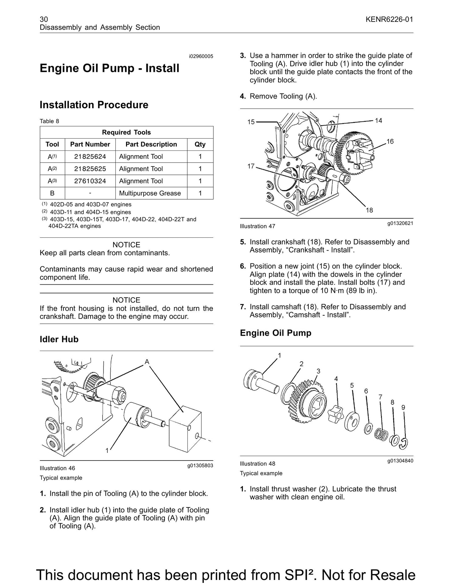 Perkins 402D 403D 404D Industrial Engine Disassembly and Assembly Manual KENR6226-01