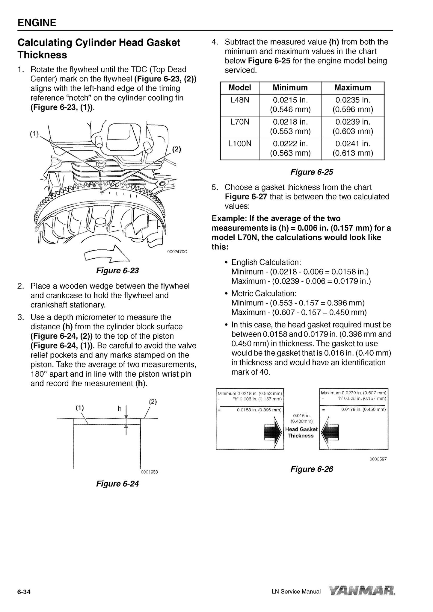 YANMAR L48N L70N L100N Engine Factory Workshop Service Manual 9806-3085