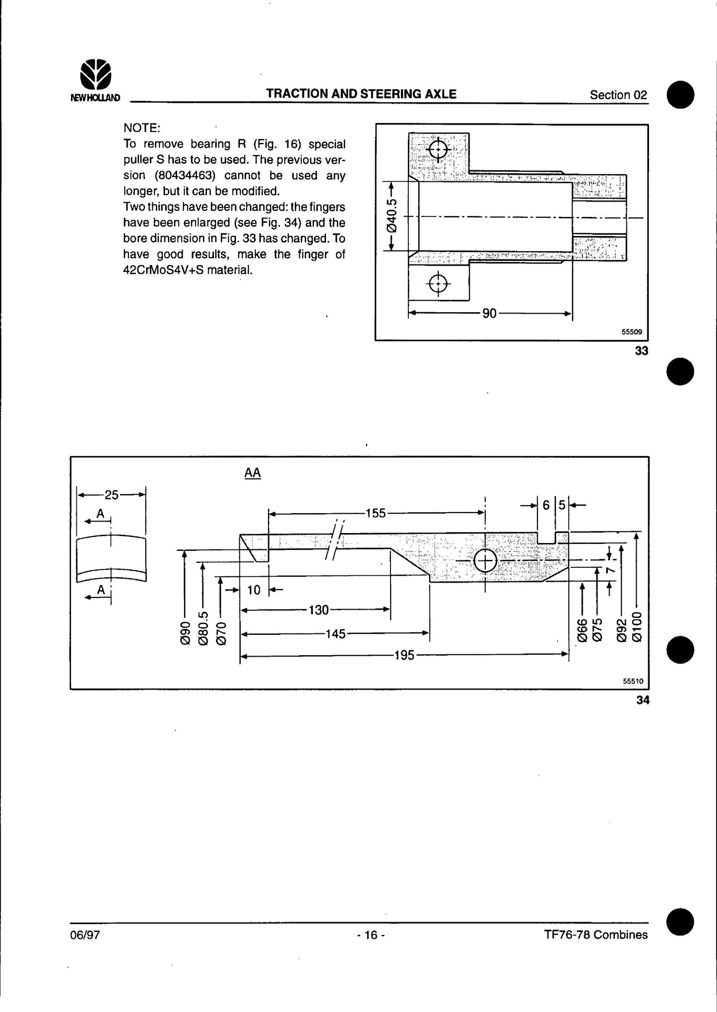 NEW HOLLAND TF76 TF78 Combine Factory Workshop Repair Manual 604.64.016.00
