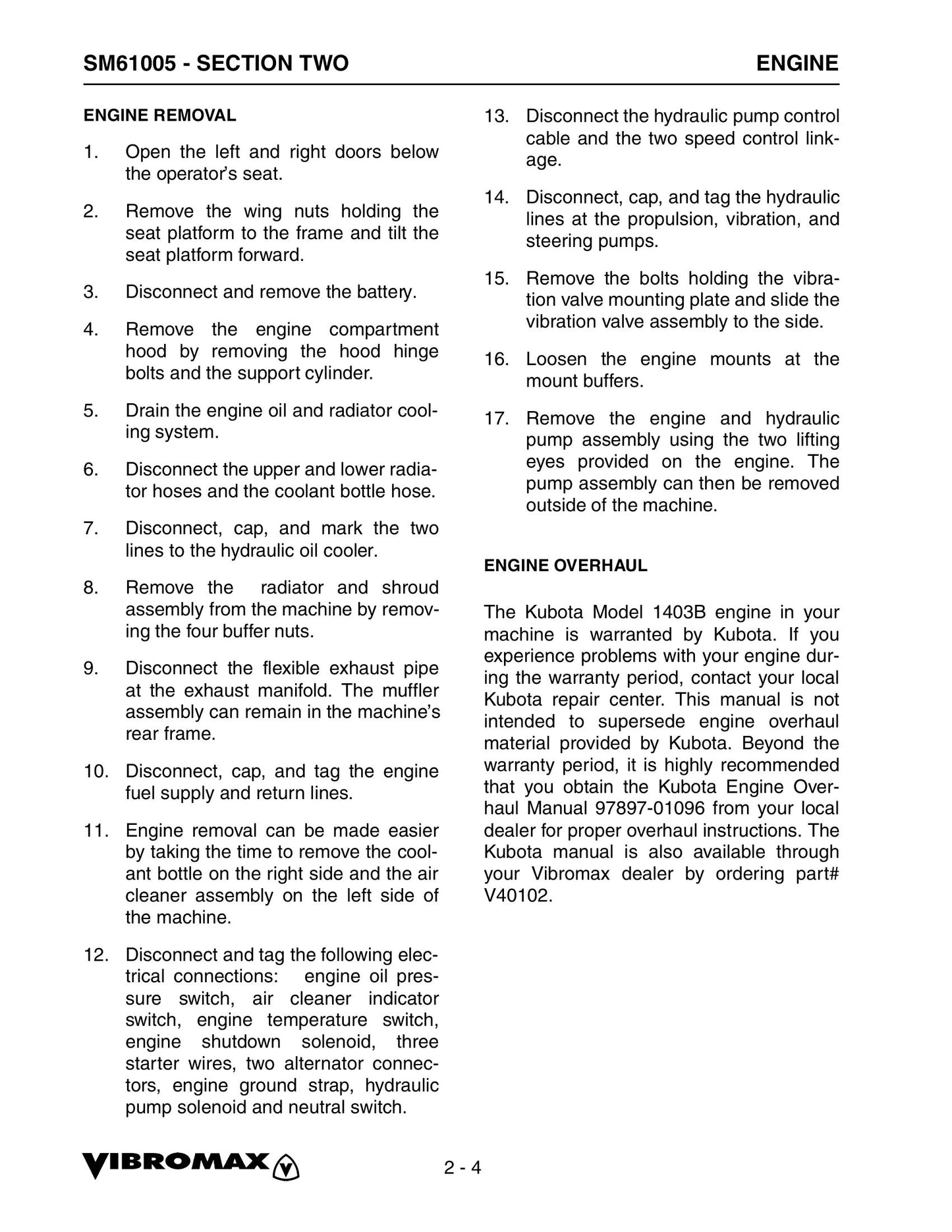 Vibromax 255 265 Tandem Roller Factory Workshop Service Manual SM61005
