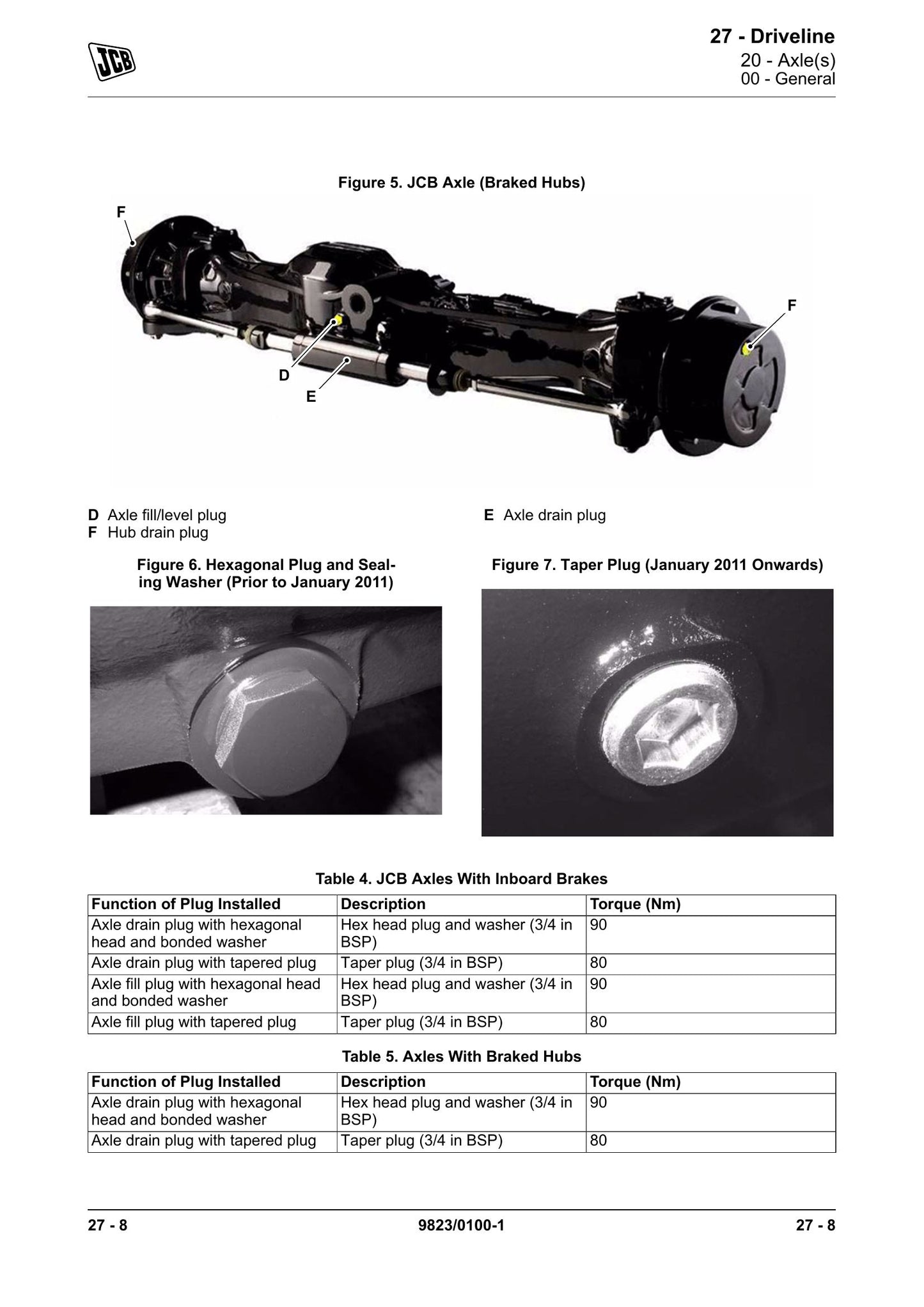 JCB SD55 Axle Factory Workshop Service Manual 9823/0100