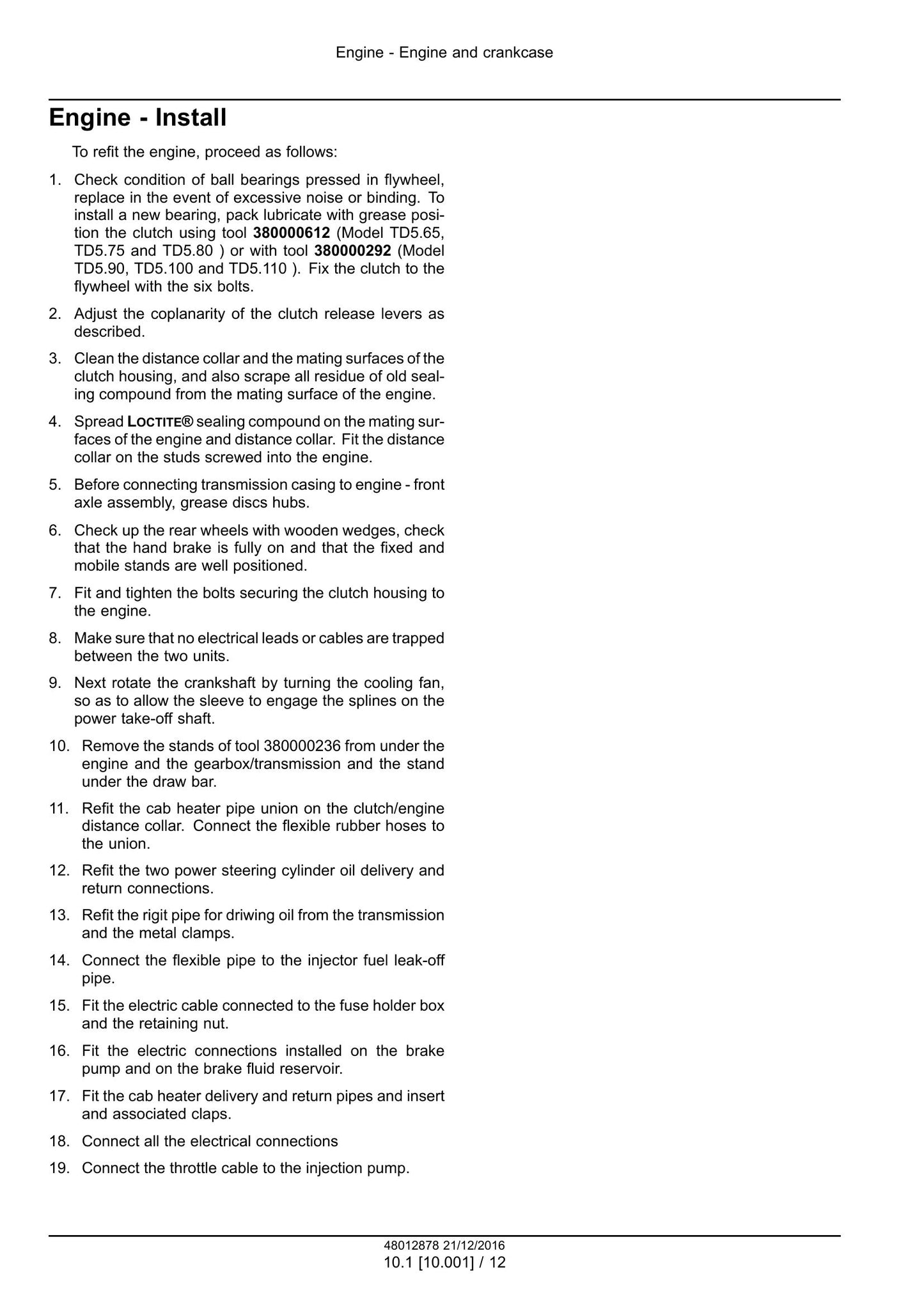 New Holland TD5.100 TD5.110 TD5.65 TD5.75 TD5.80 TD5.90 Tractor Factory Workshop Service Manual 48012878