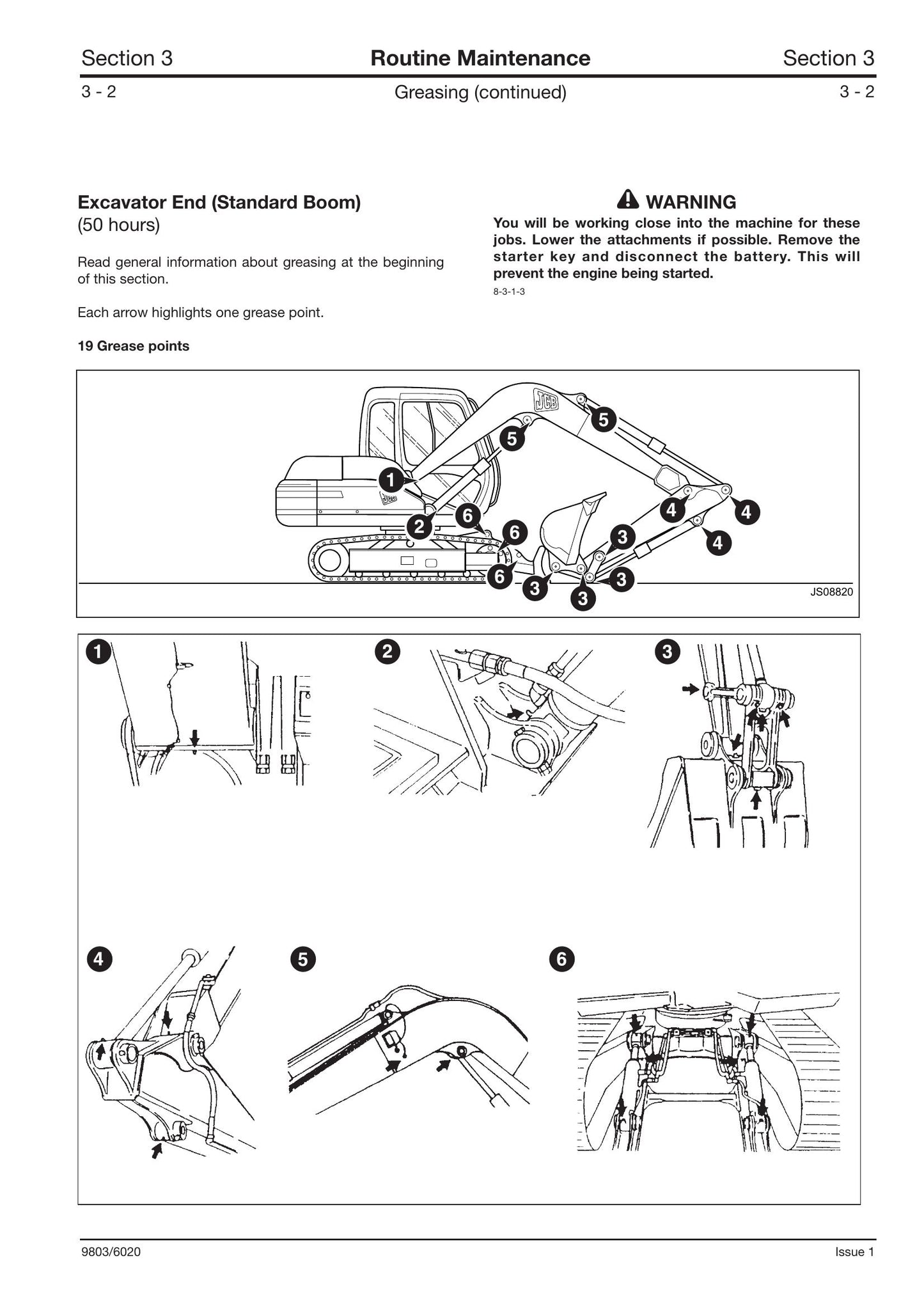 JCB JS70 Crawler Excavator Factory Workshop Service Manual 9803/6020
