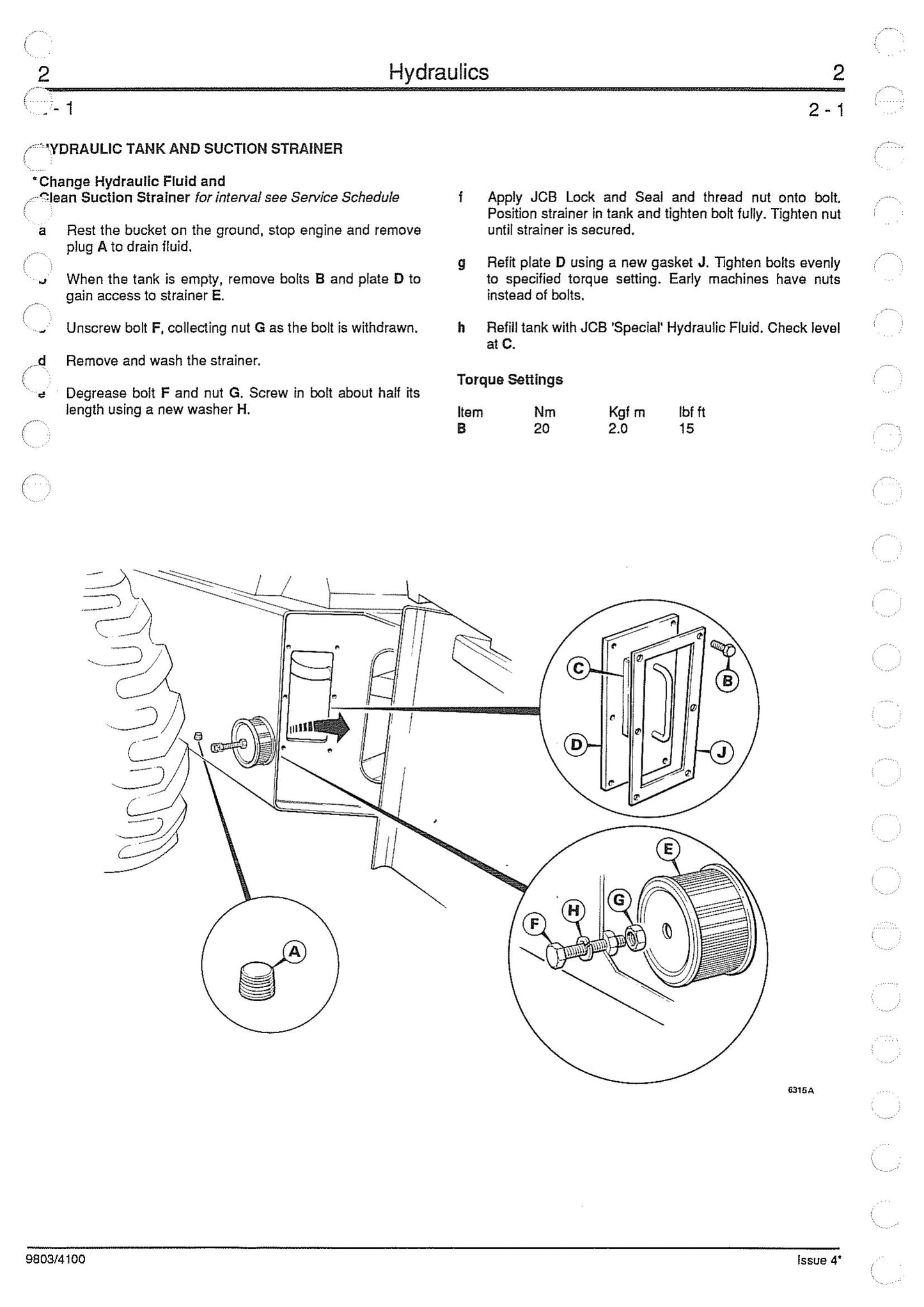 JCB Wheeled Loader Factory Workshop Service Manual 9803/4100