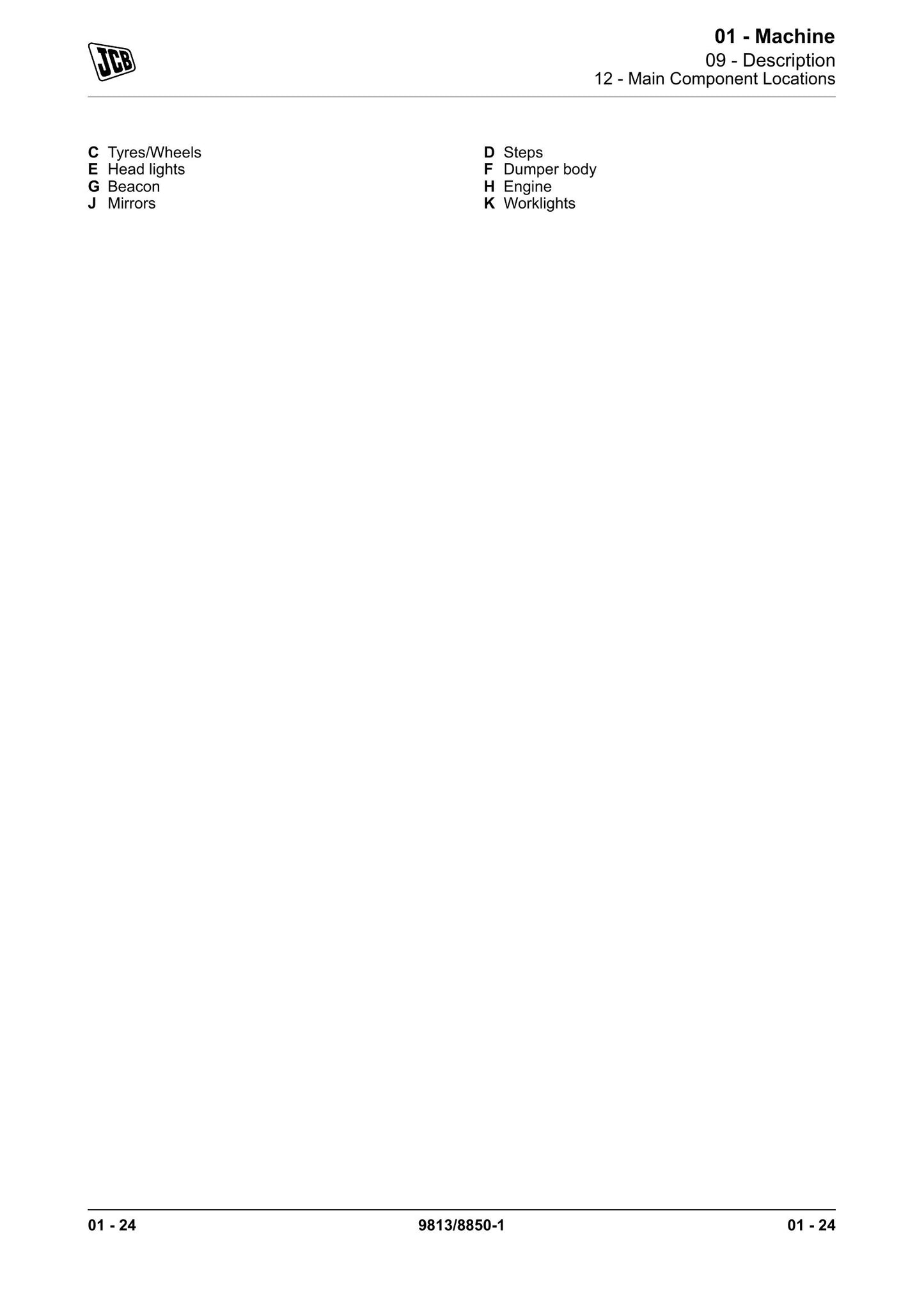 JCB 1T-1 High Tip Dumper Factory Workshop Service Manual 9813/8850