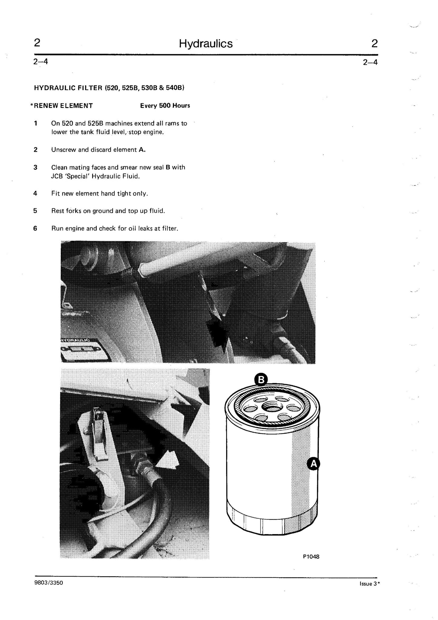 JCB 520 520HL 520 Farm Special 520M 525 525B 525B HL 525 Farm Special 530 530 HL 530B 530B HL 540B 540BM Loadall Factory Workshop Service Manual 9803/3350