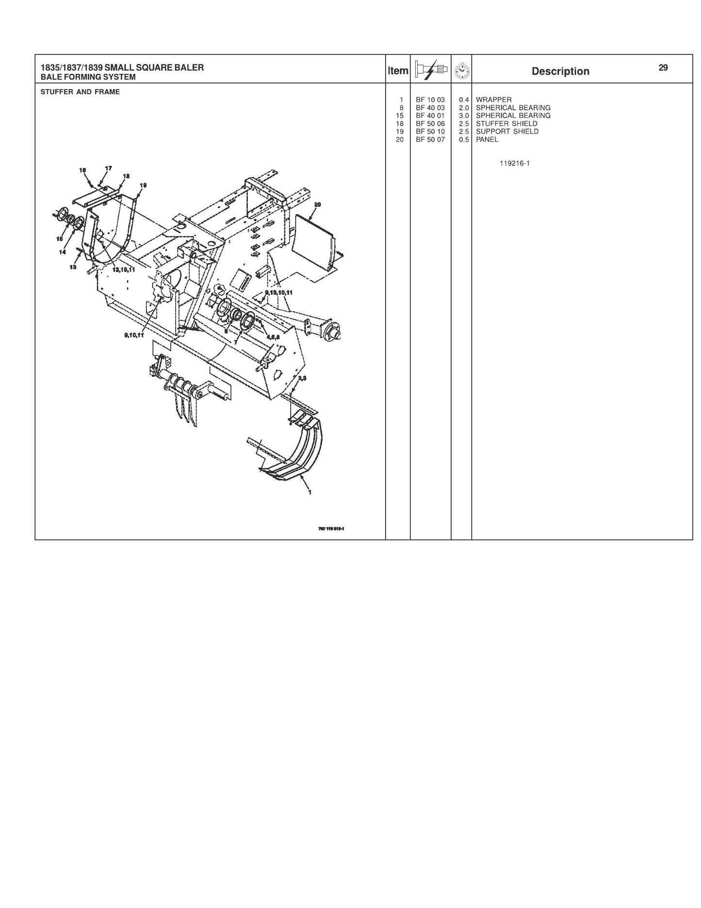 AGCO 1835 1837 1839 Baler Repair Time Schedule 4283502M2