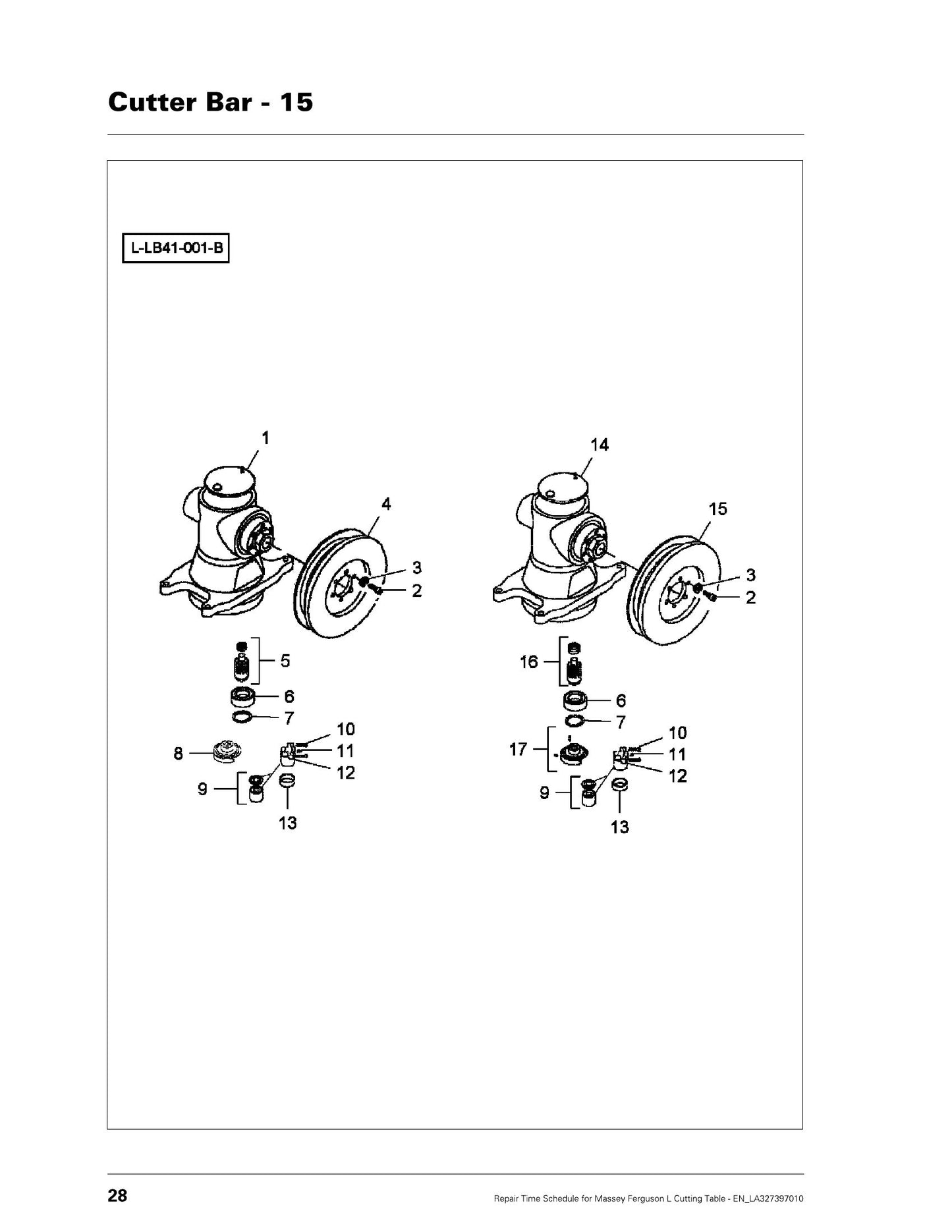 Massey Ferguson MF L Cutting Table Harvesting Header Repair Time Schedule EN_LA327397010