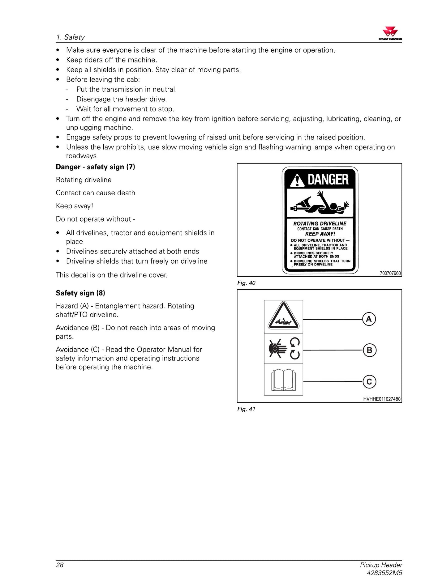 MASSEY FERGUSON MF 4300 Pickup Header Factory Workshop Operator Manual