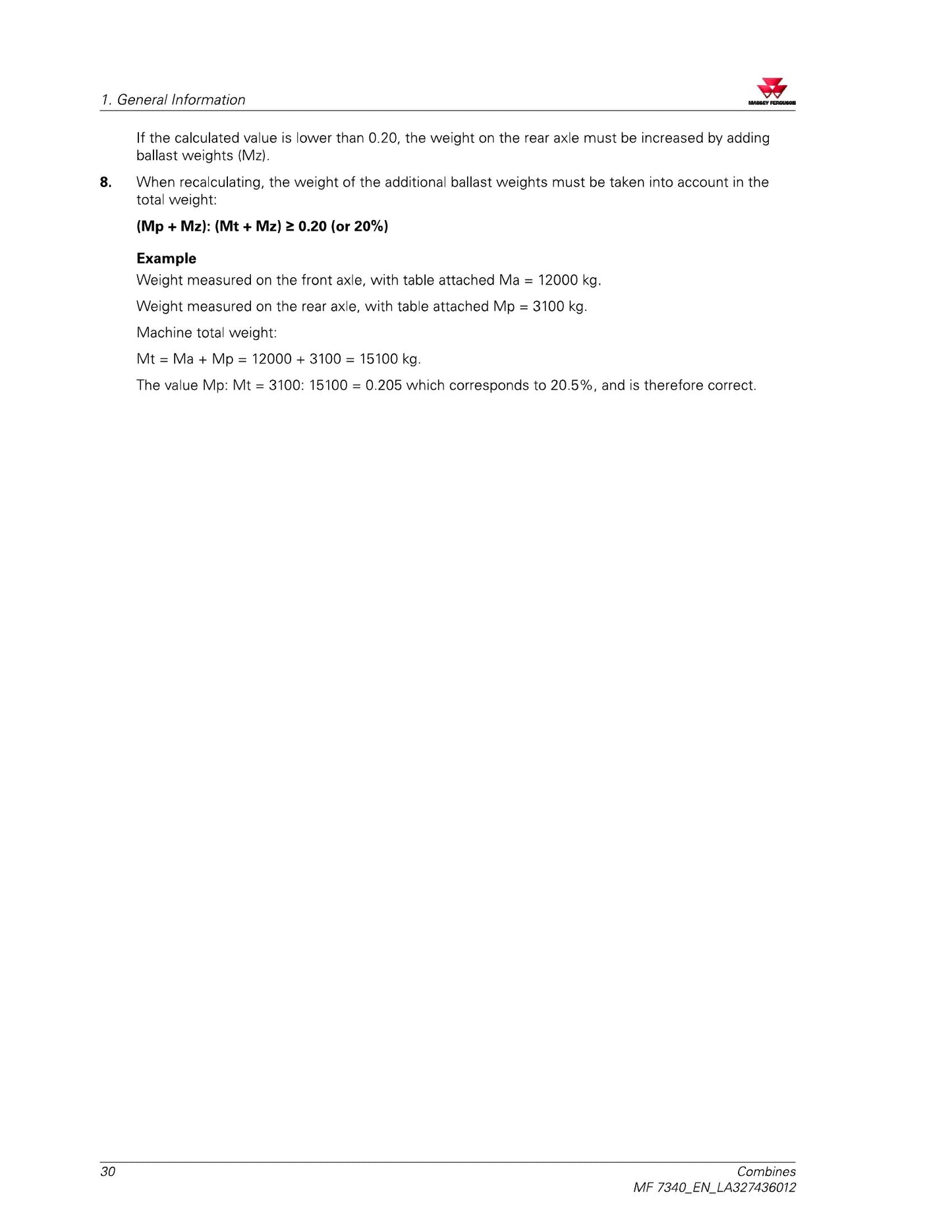 MASSEY FERGUSON MF 7340 Combine Factory Workshop Operator Manual