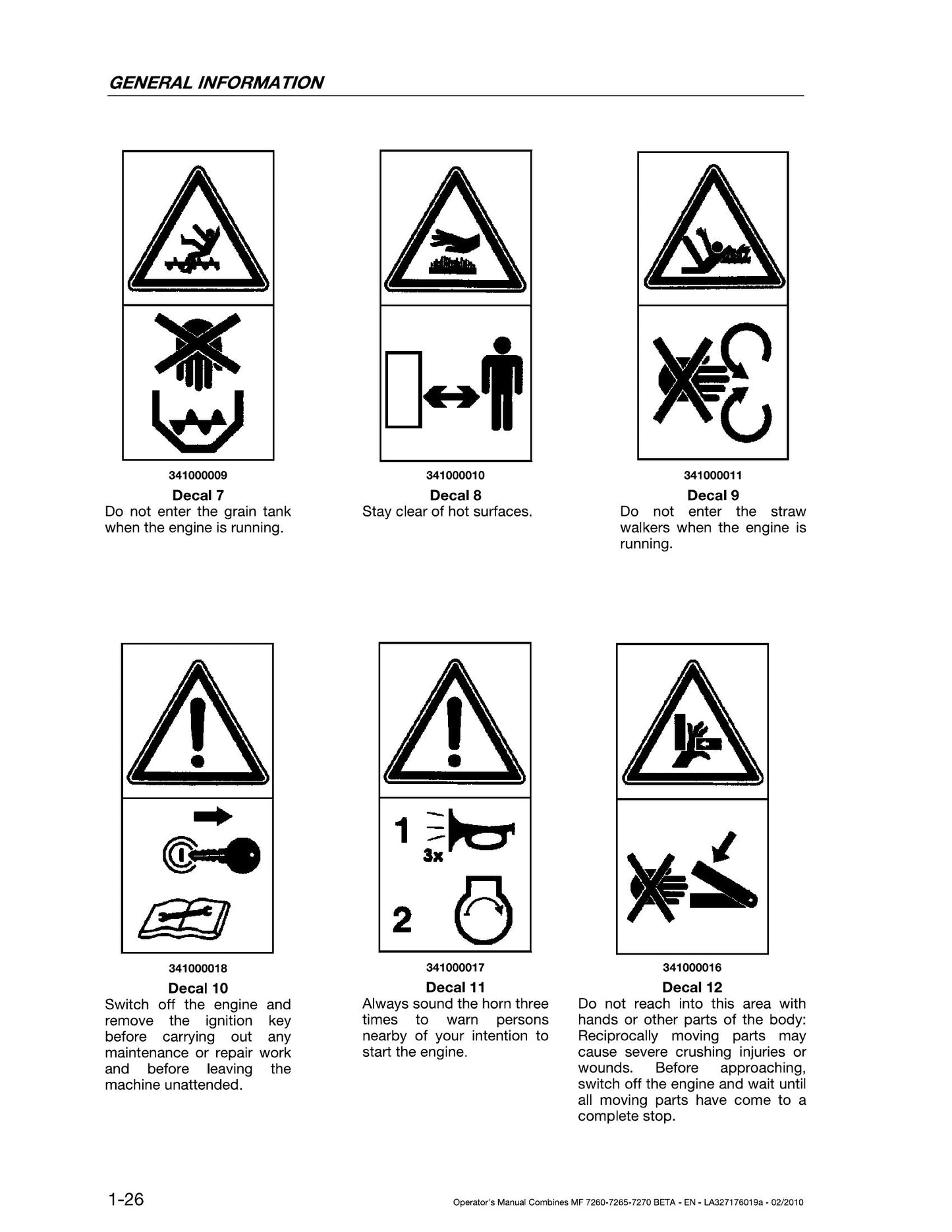 MASSEY FERGUSON MF 7260 MF 7260 AL-4 MF 7265 MF 7270 MF 7270 AL-4 Combine Harvester Factory Workshop Operator Manual