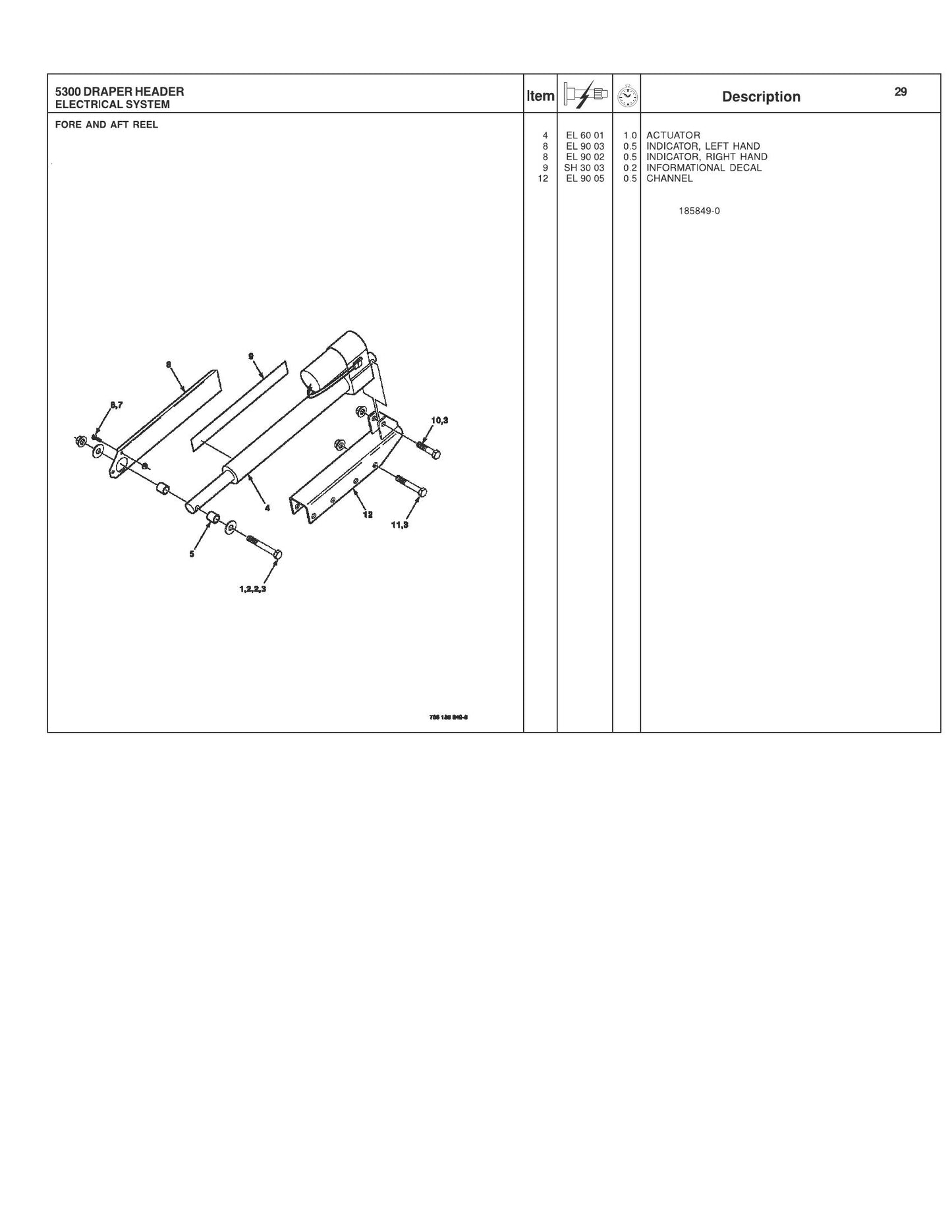 AGCO 5300 Draper Header Harvester Header Repair Time Schedule 4283563M1