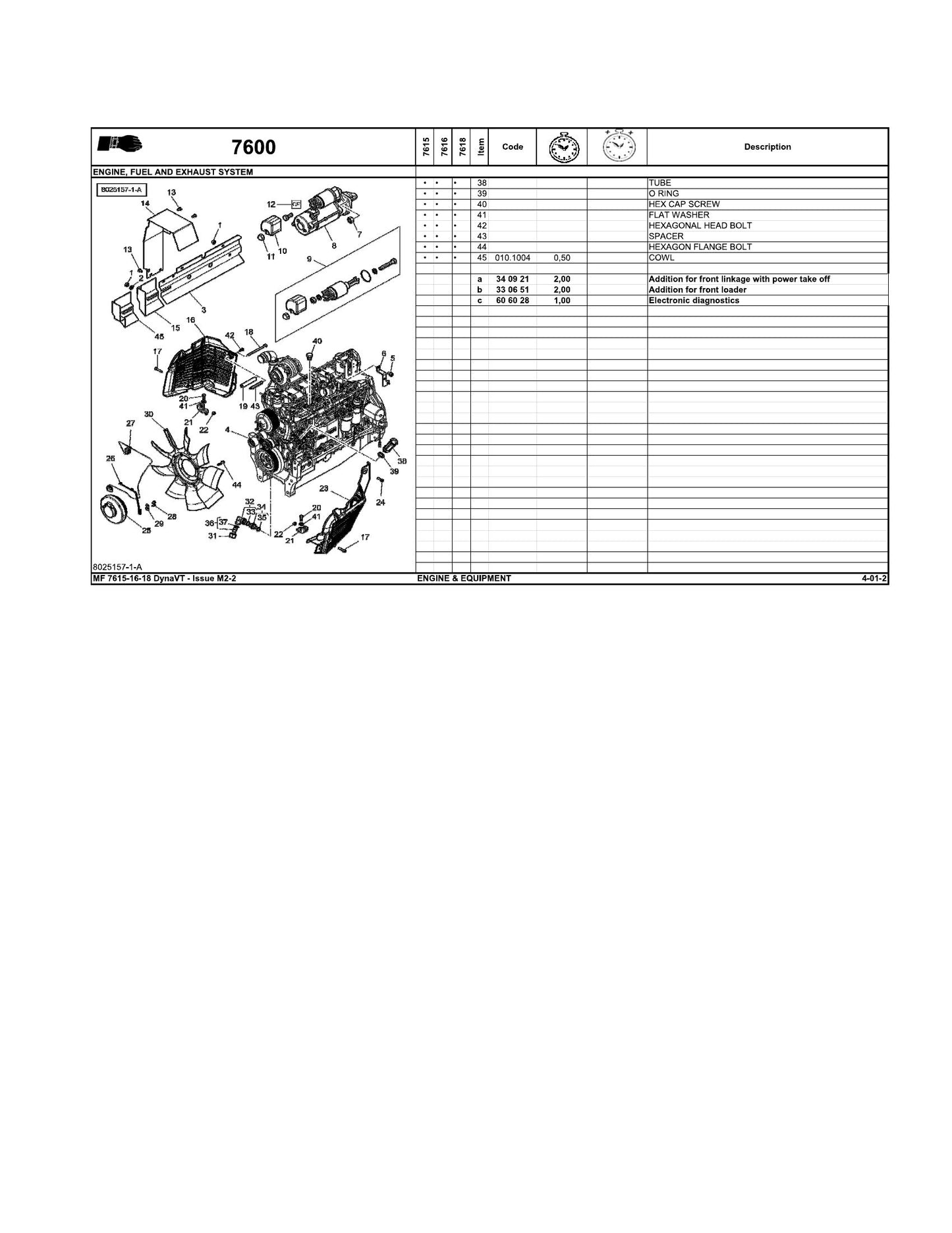 MASSEY FERGUSON MF 7600 Tractor Factory Workshop Parts Catalog 4572281V3