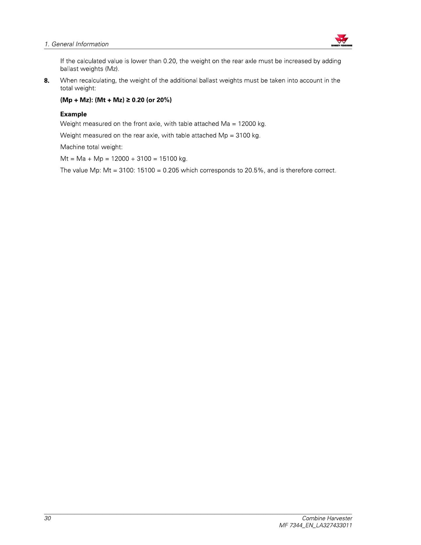 MASSEY FERGUSON MF 7344 Combine Harvester Factory Workshop Operator Manual