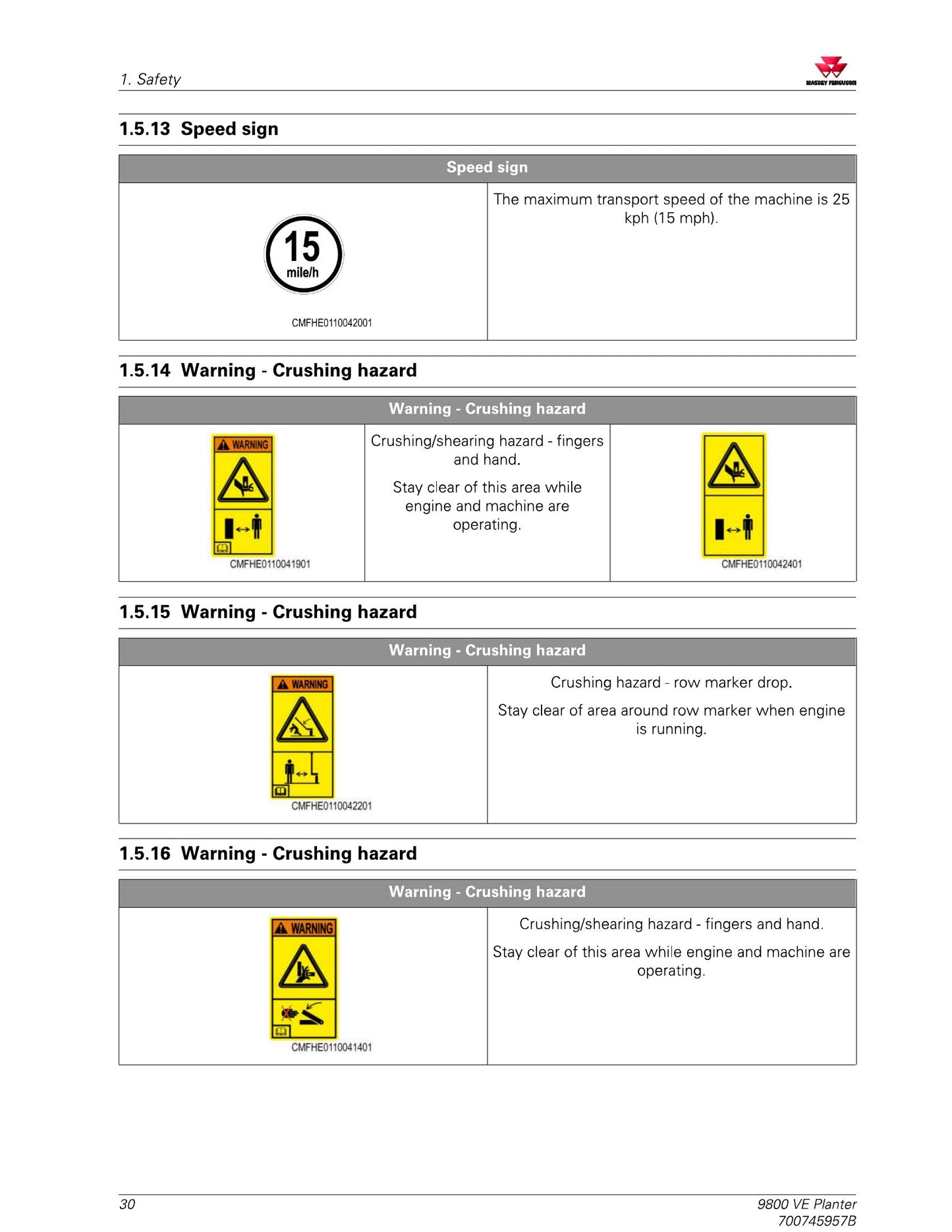 MASSEY FERGUSON 9800 9816 9824 VE Planter Factory Workshop Operator Manual