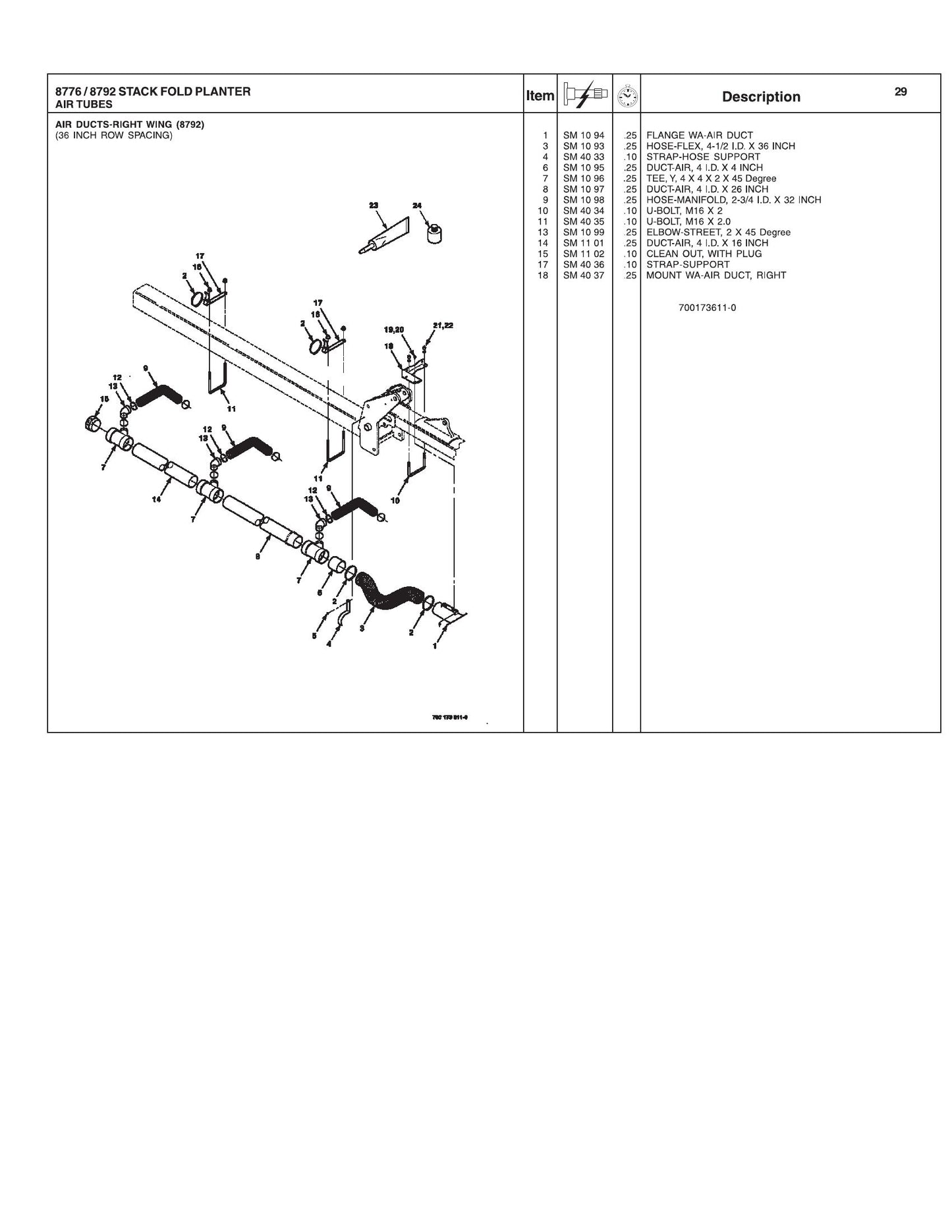 AGCO 8792 8776 Planter Repair Time Schedule 4283441M1