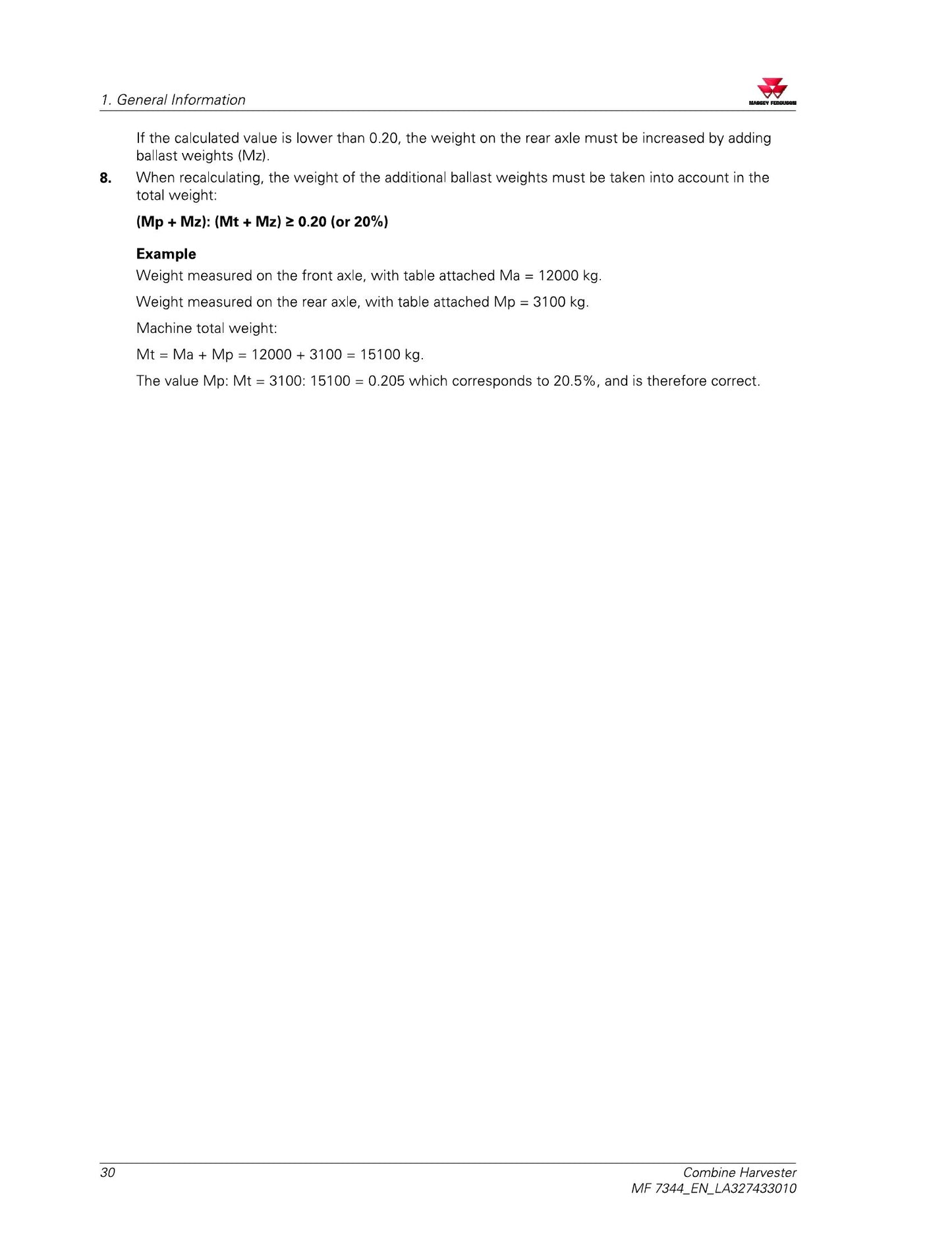 MASSEY FERGUSON MF 7344 Combine Harvester Factory Workshop Operator Manual