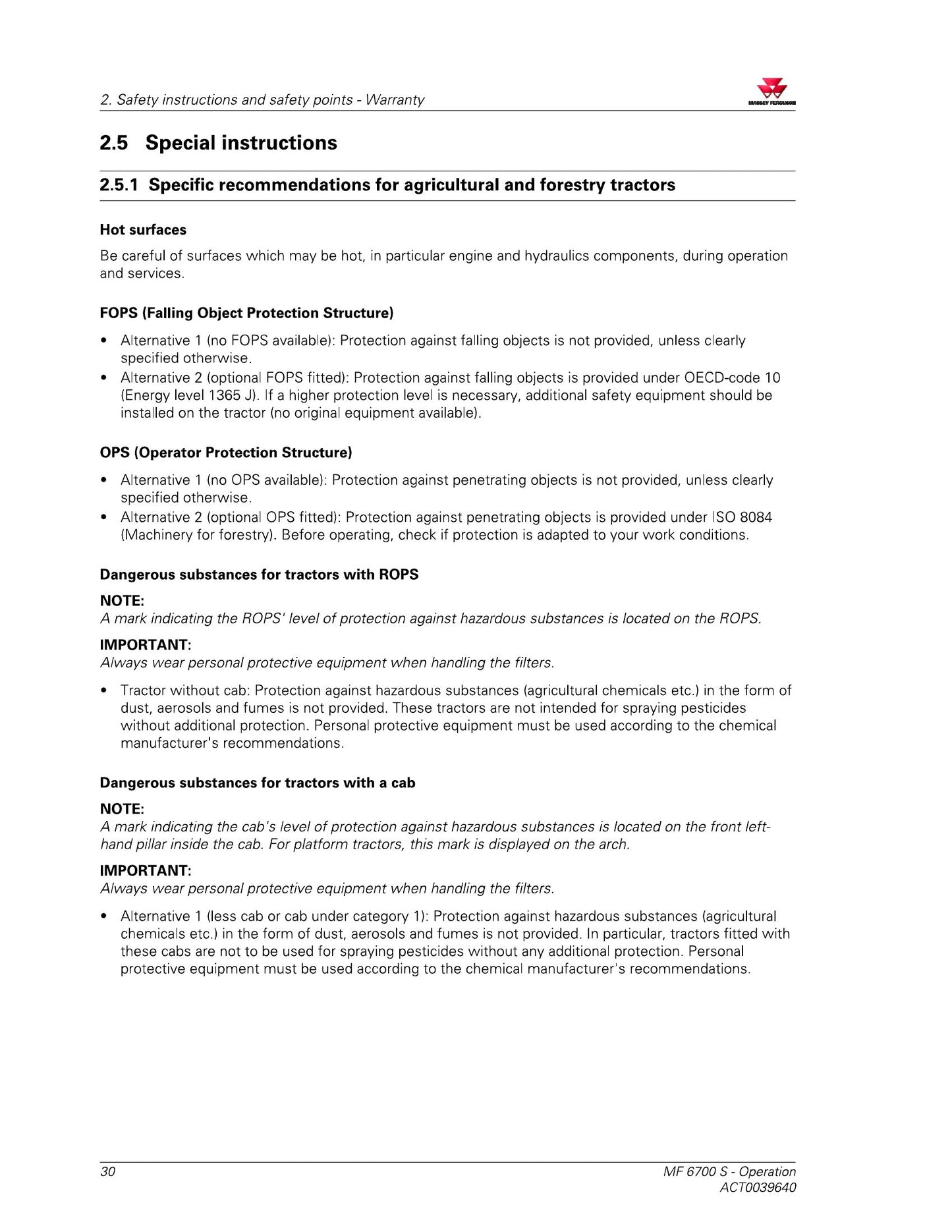 MASSEY FERGUSON MF 6713 S MF 6714 S MF 6715 S MF 6716 S MF 6718 S Tractor Factory Workshop Operator Manual ACT0039950