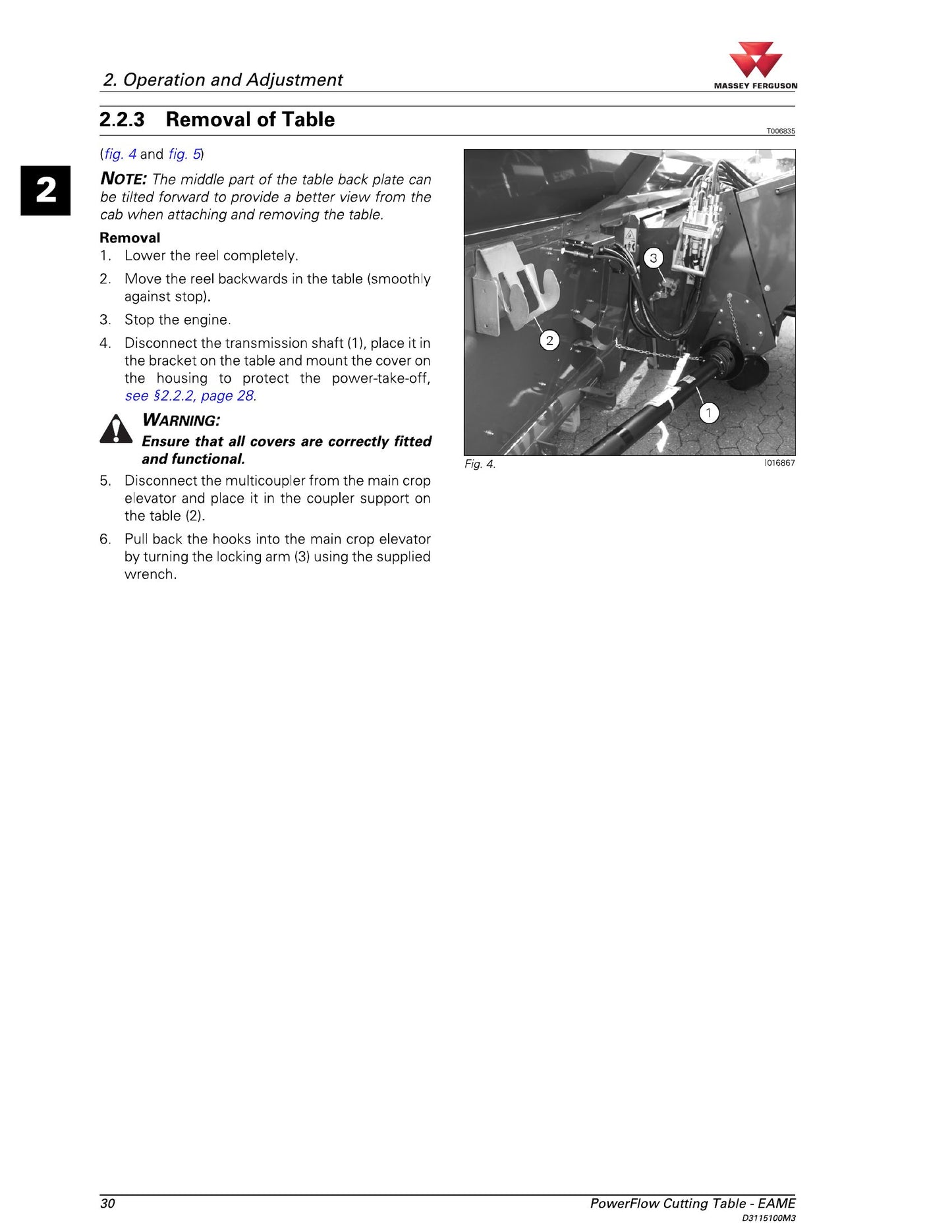 MASSEY FERGUSON PowerFlow Table Combine Harvester Factory Workshop Operator Manual D3115106M3